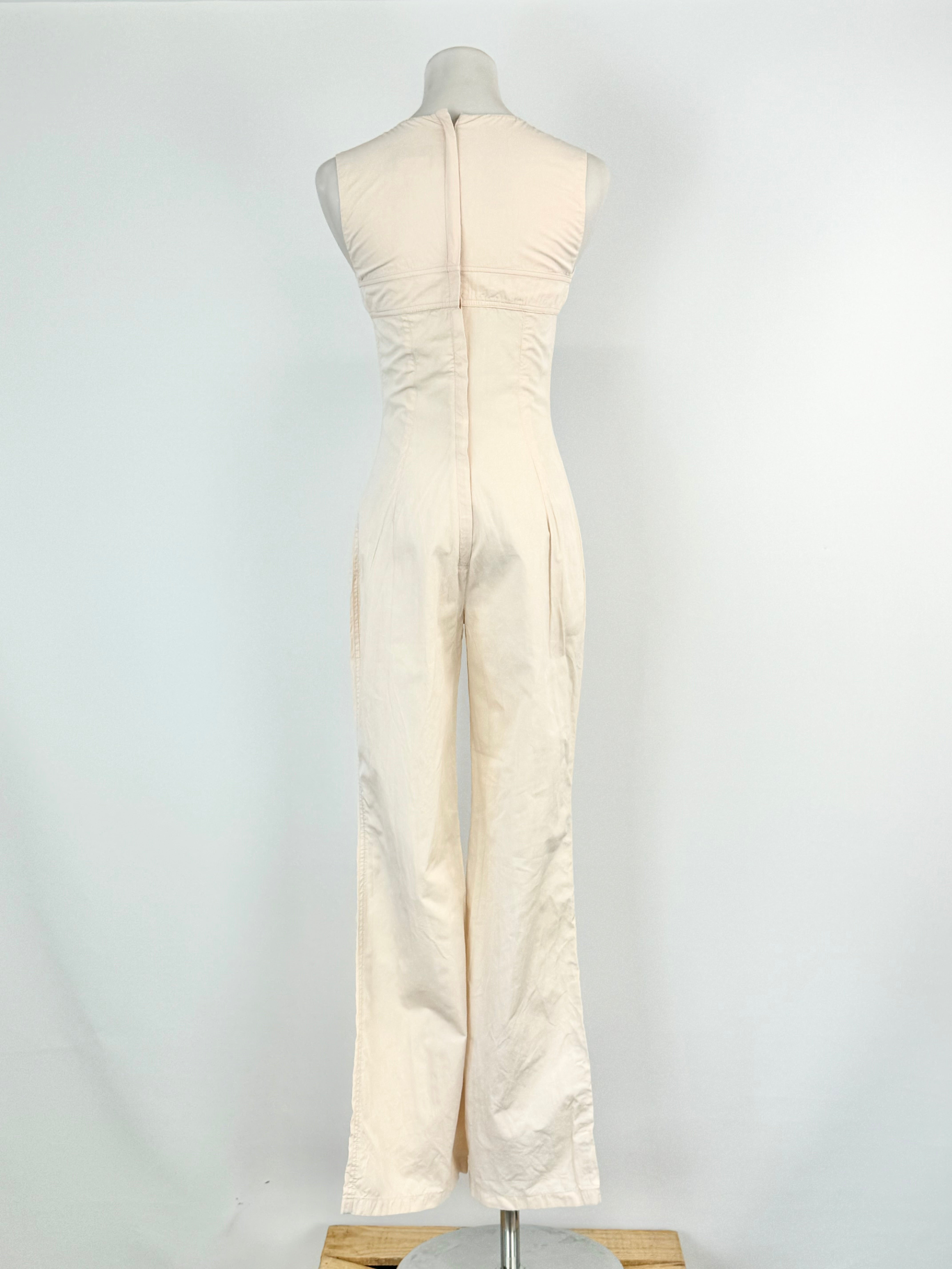 Vintage 2002 Chanel Apricot Pastel Sleeveless Cotton & Silk Jumpsuit - AU6/8