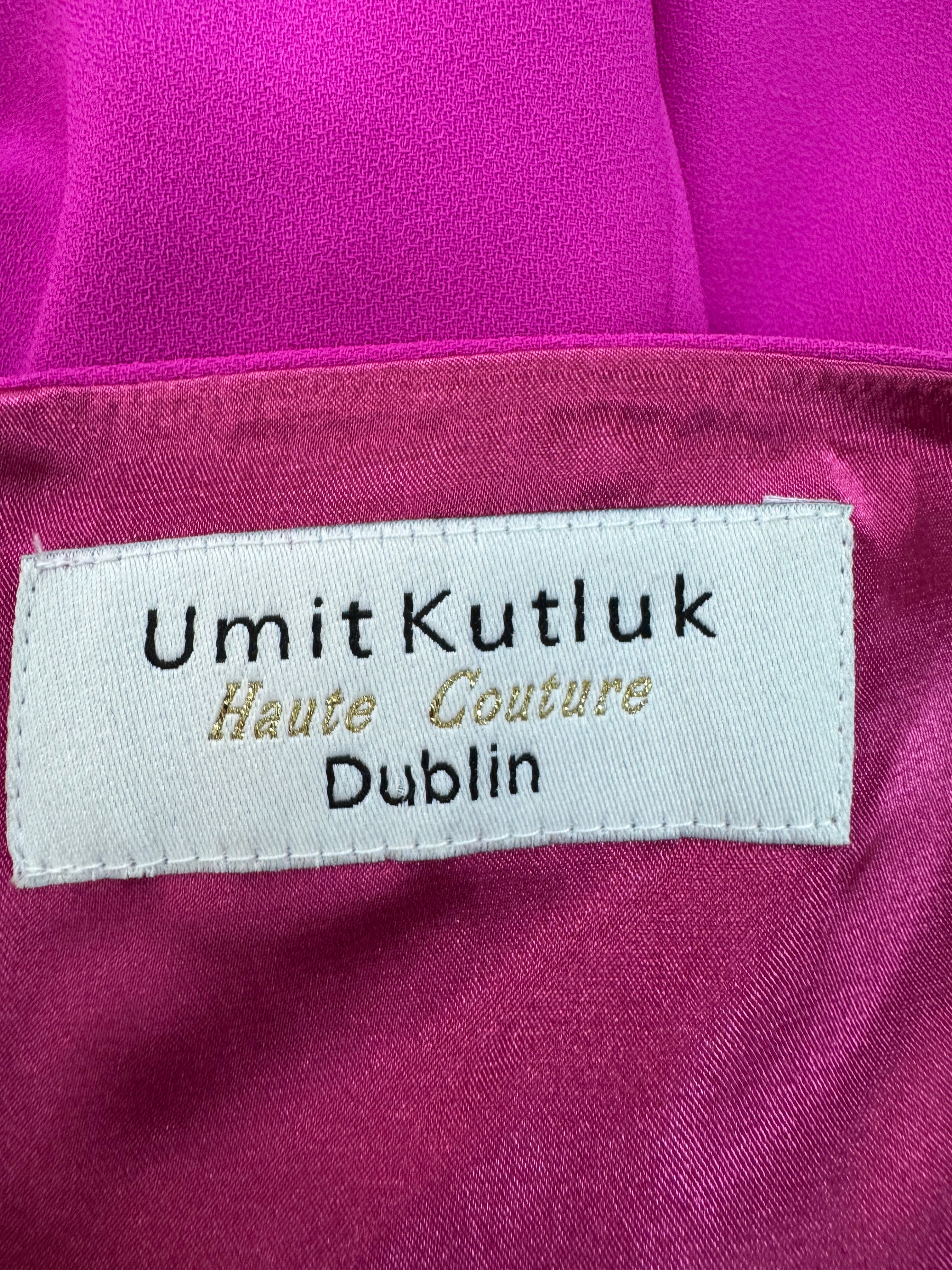 Umit Kutluk Haute Couture Shocking Pink Crepe Sleeveless Jumpsuit - AU8