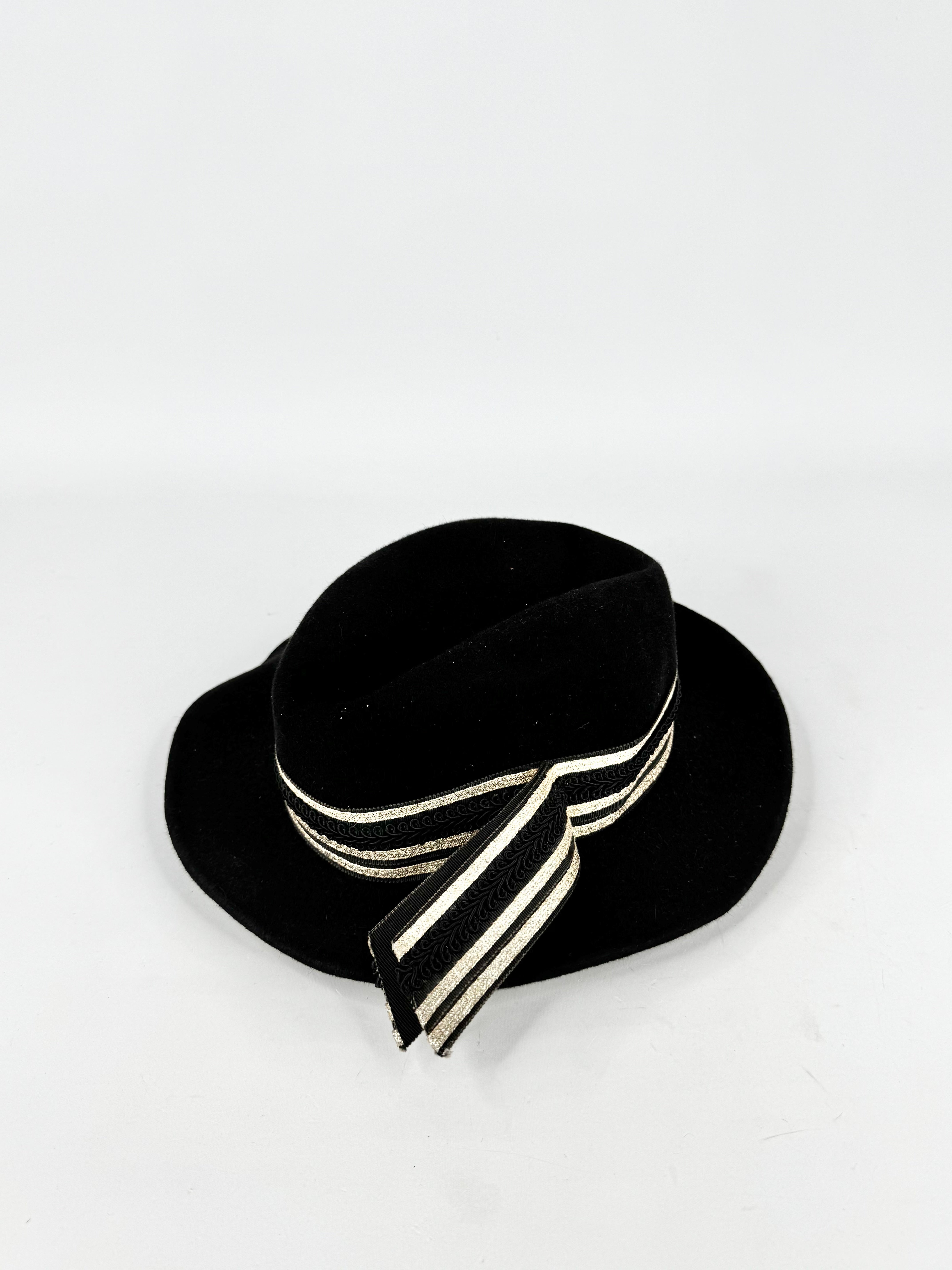 Vintage Mr. J Melbourne Black Gold Trim Hat