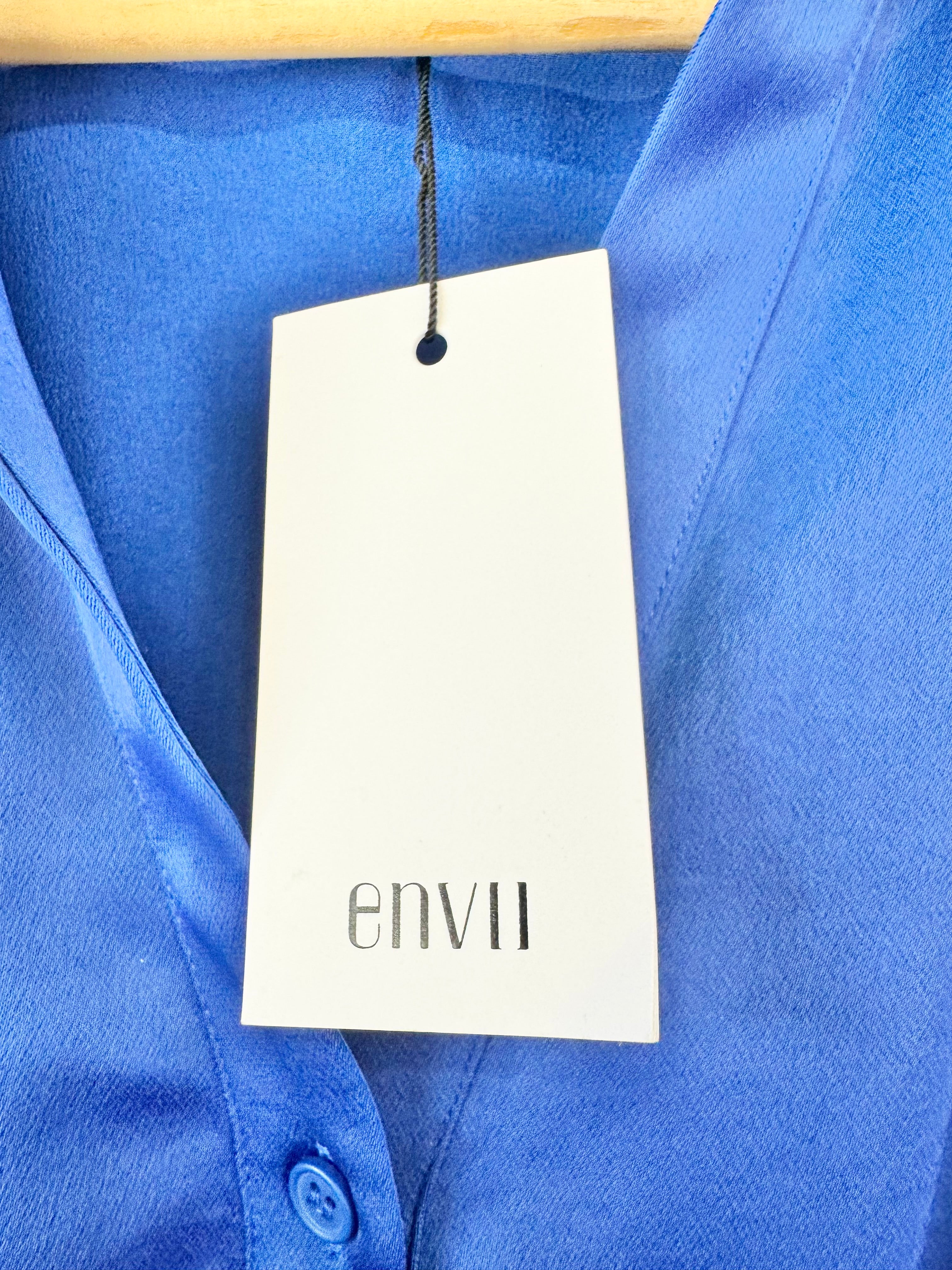 Envii Electric Blue Long Sleeve Button Up Silky Dress NWT - AU8/10