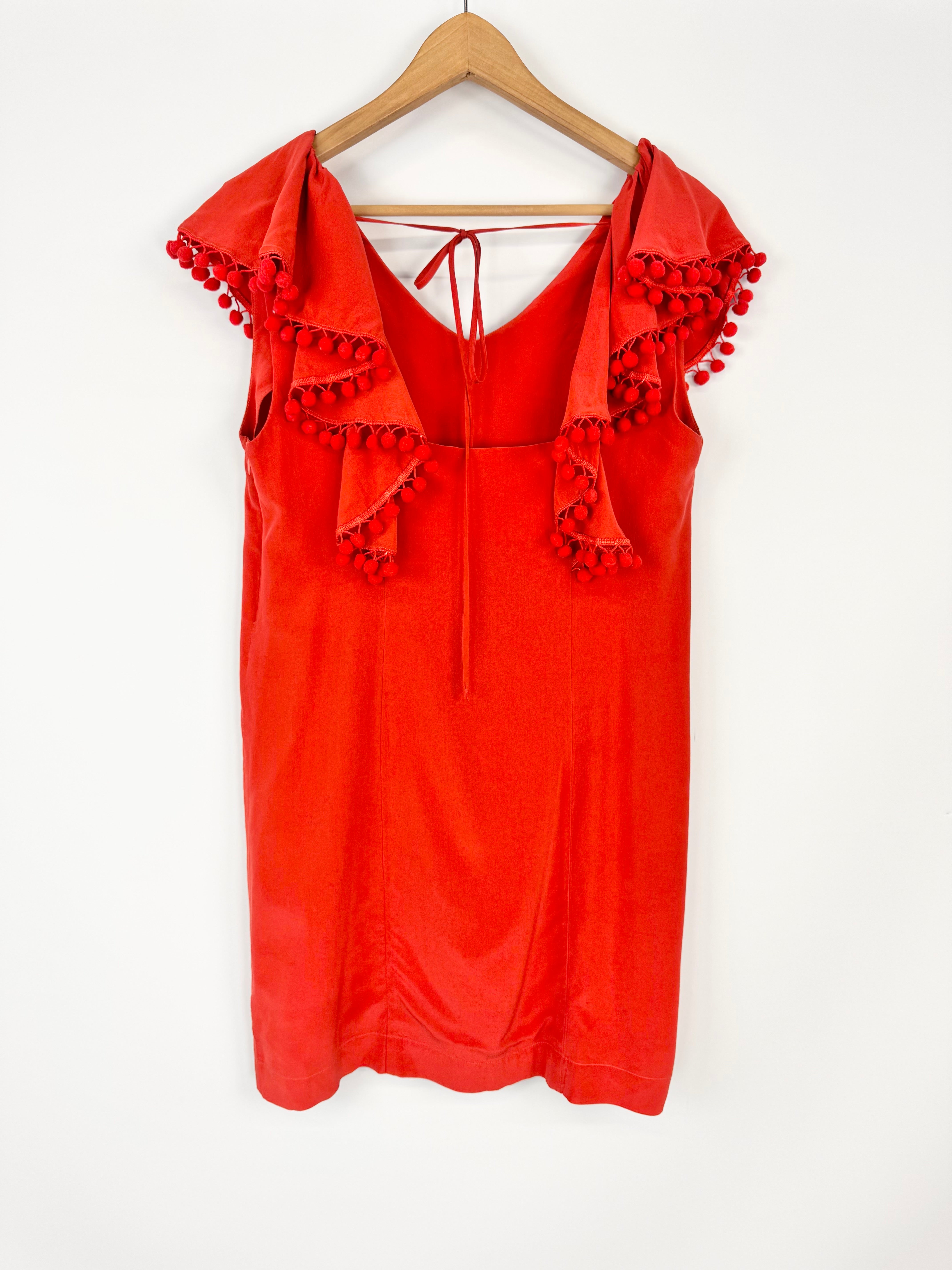 Obus Orange Silk Bobble Dress - AU12