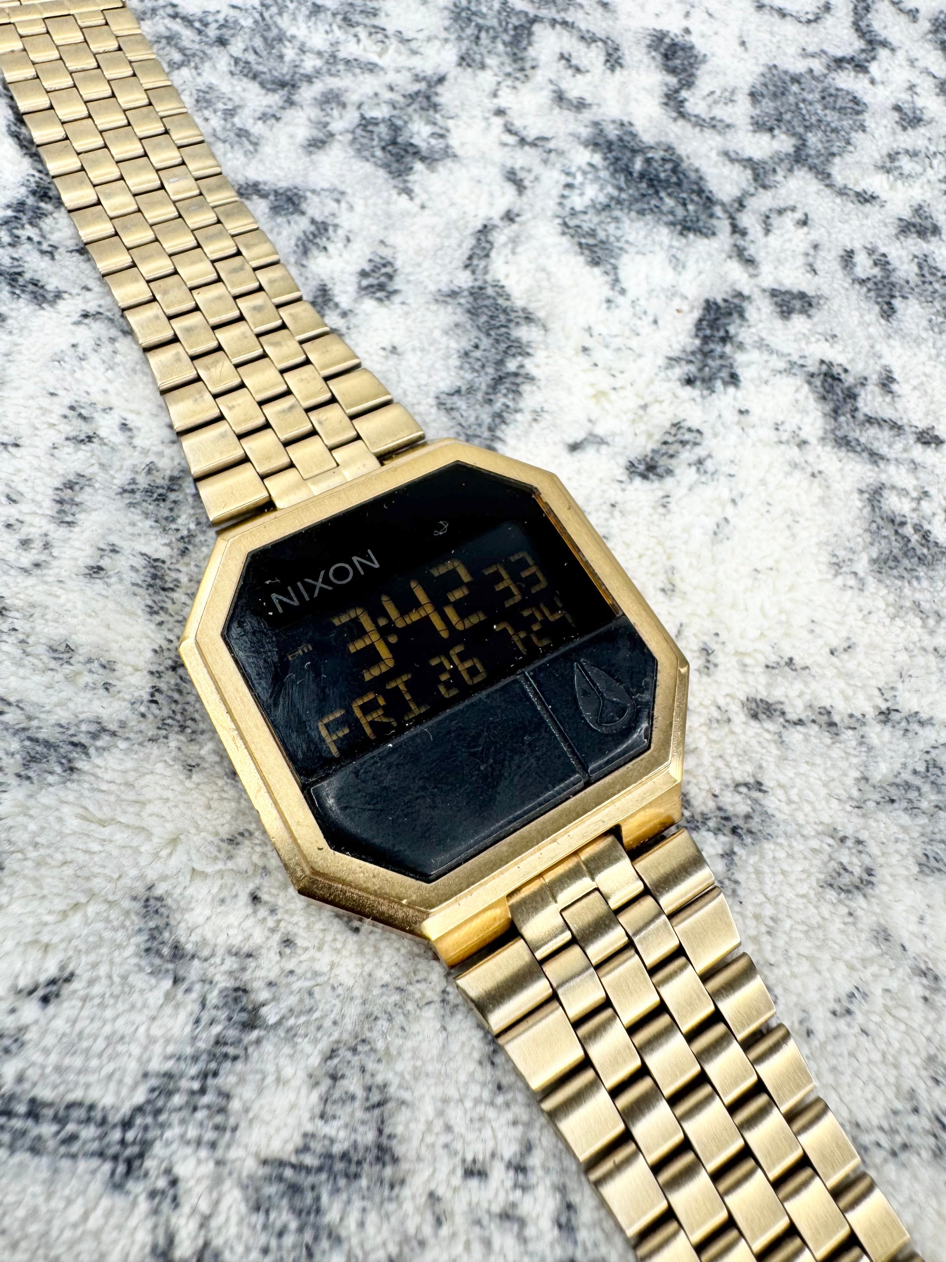 Nixon Gold Tone Black Face & Screen Robot Rock 'The Re-Run' Watch