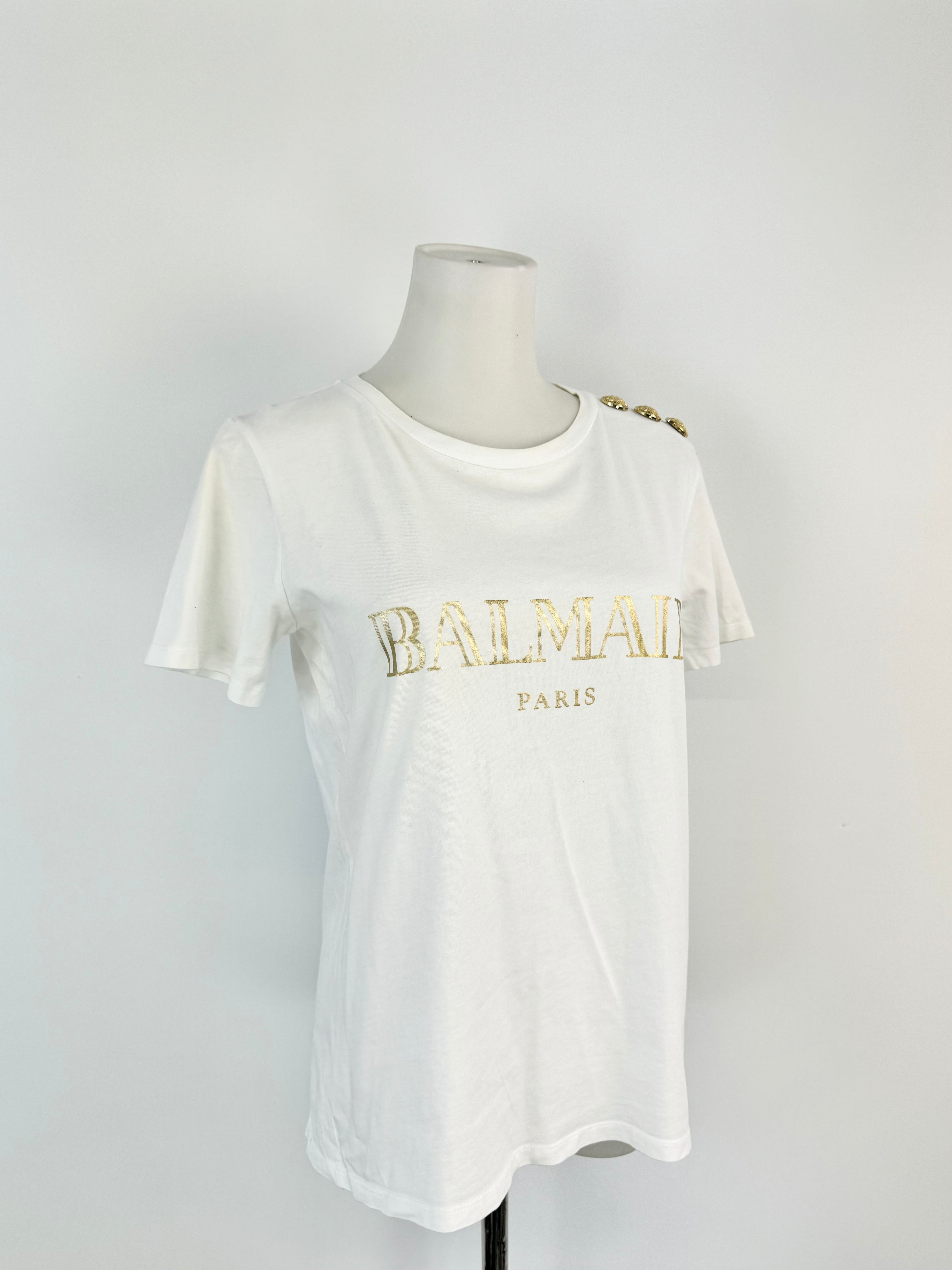 Balmain White Gold Logo T-Shirt - AU8/10