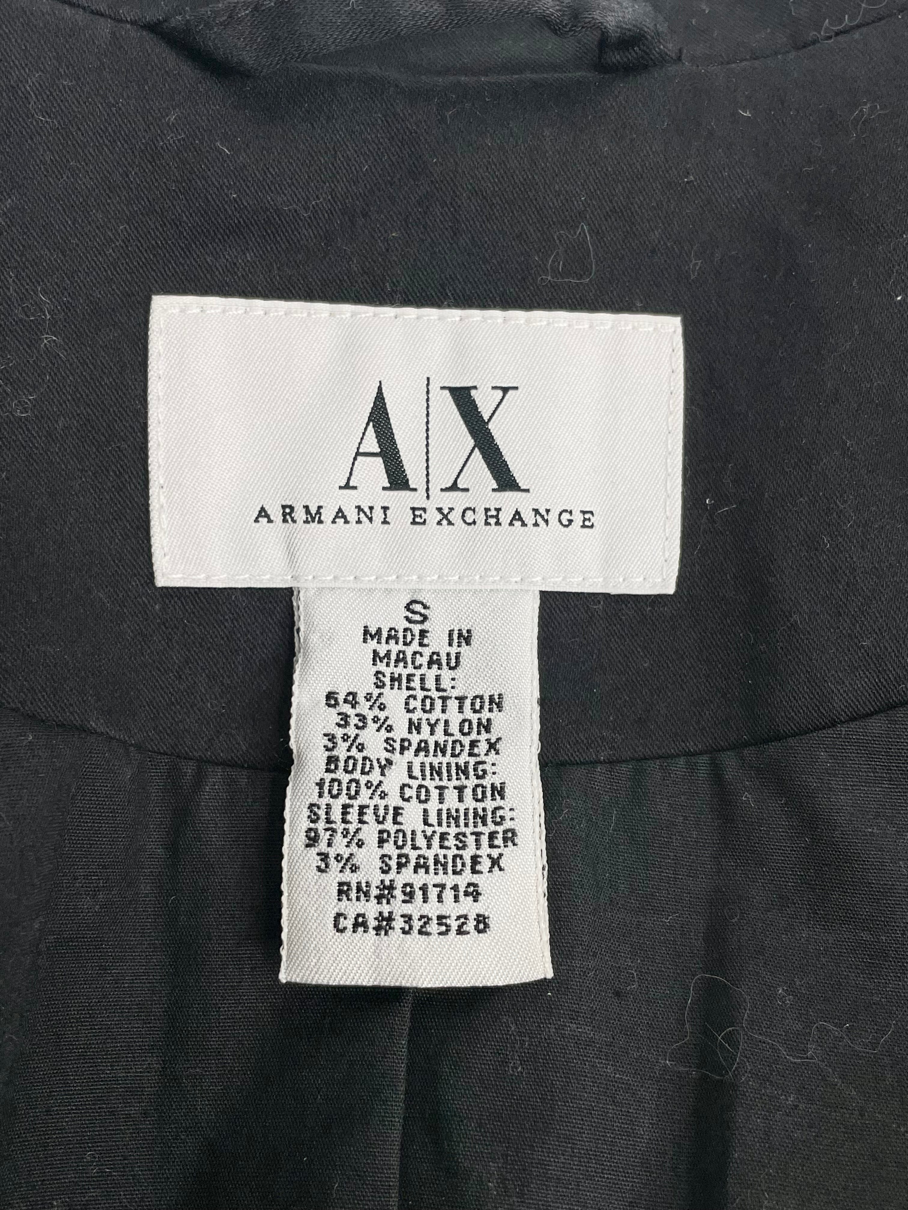 Armani Exchange Black Cropped Industrial-Style Blazer - AU6/8