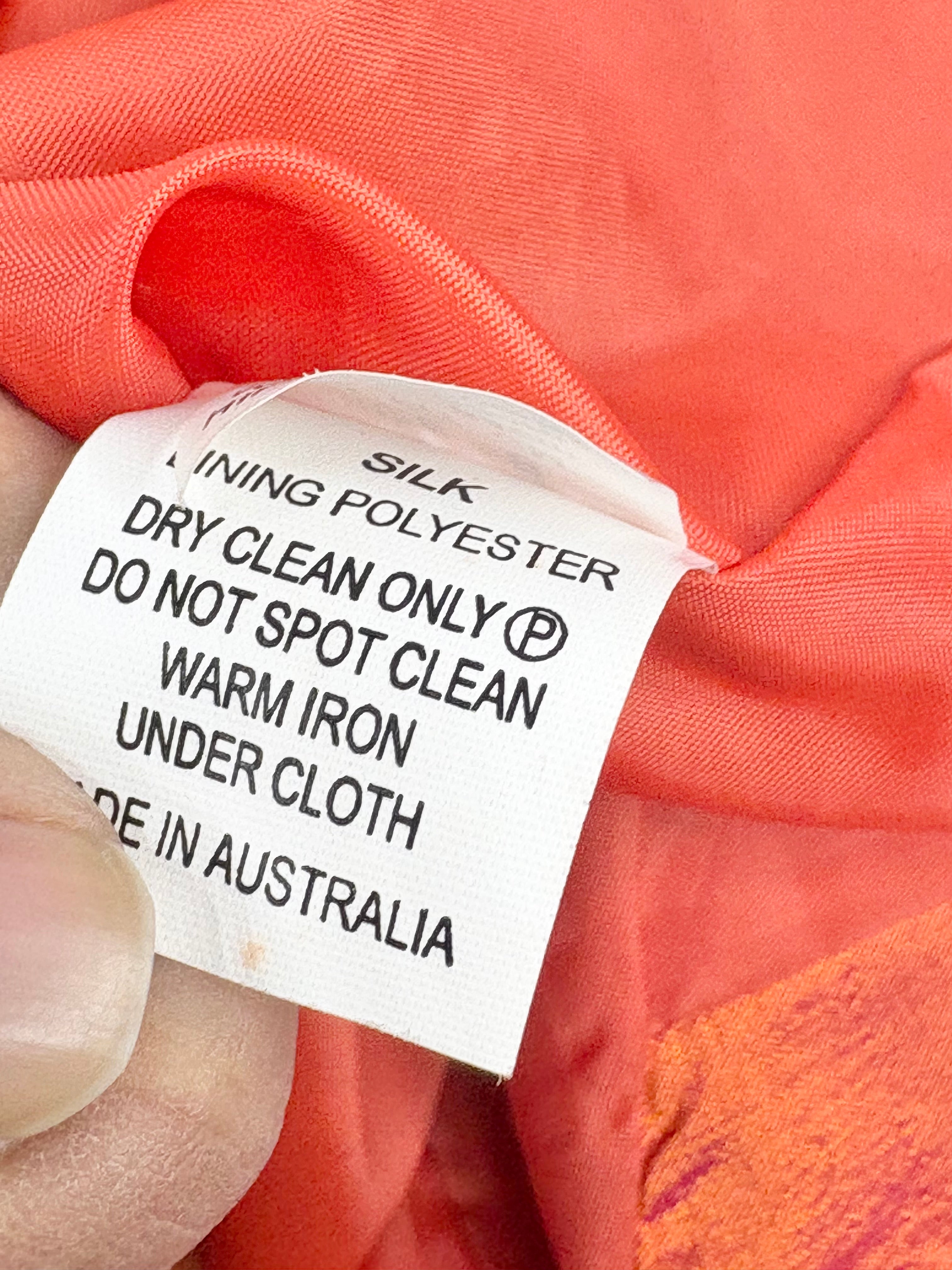 Citi Vintage Raw-Silk Orange Fitted Dress - AU8