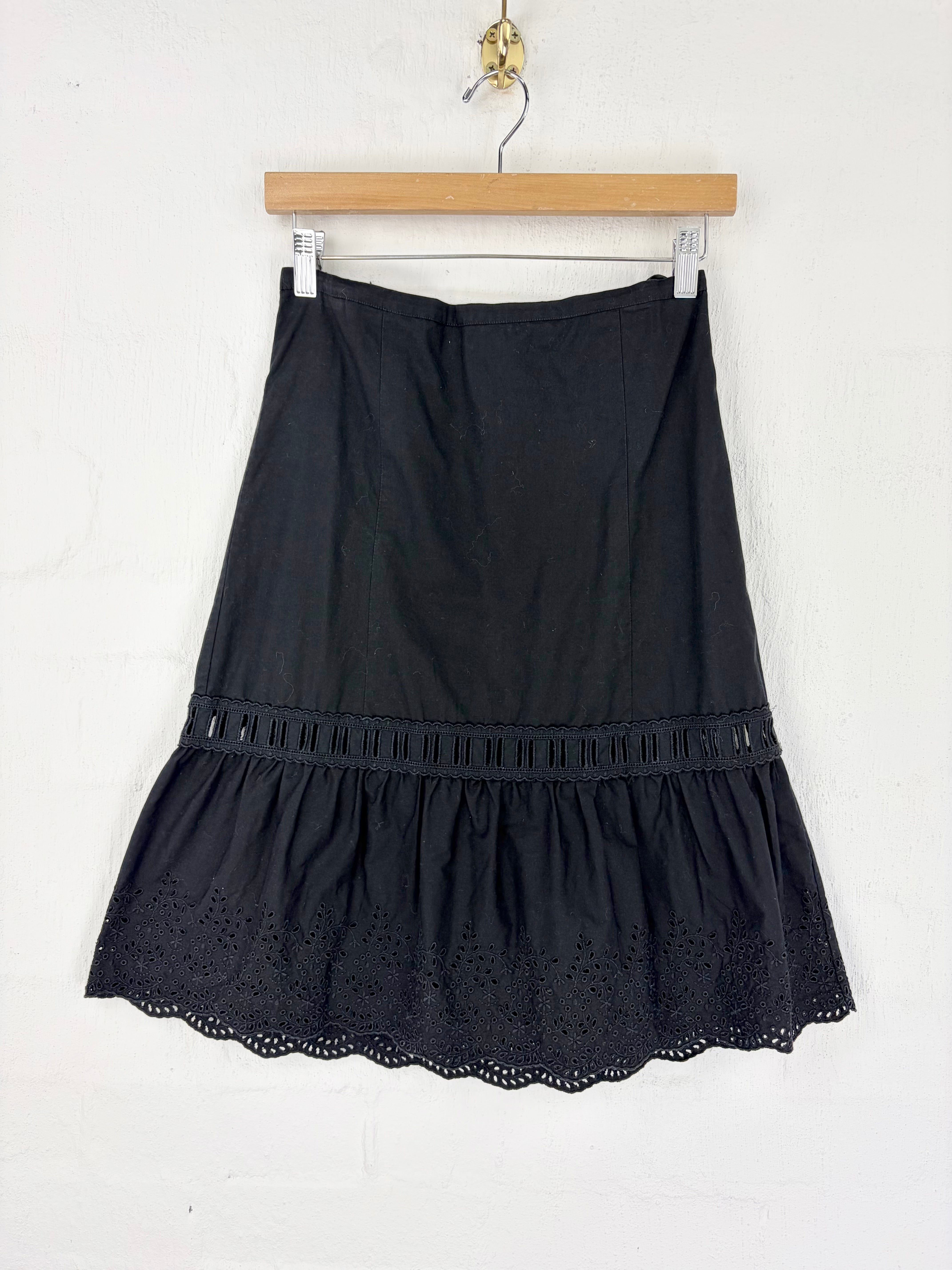 Miu Miu Black Broderie Anglais Cotton Skirt - AU8/10