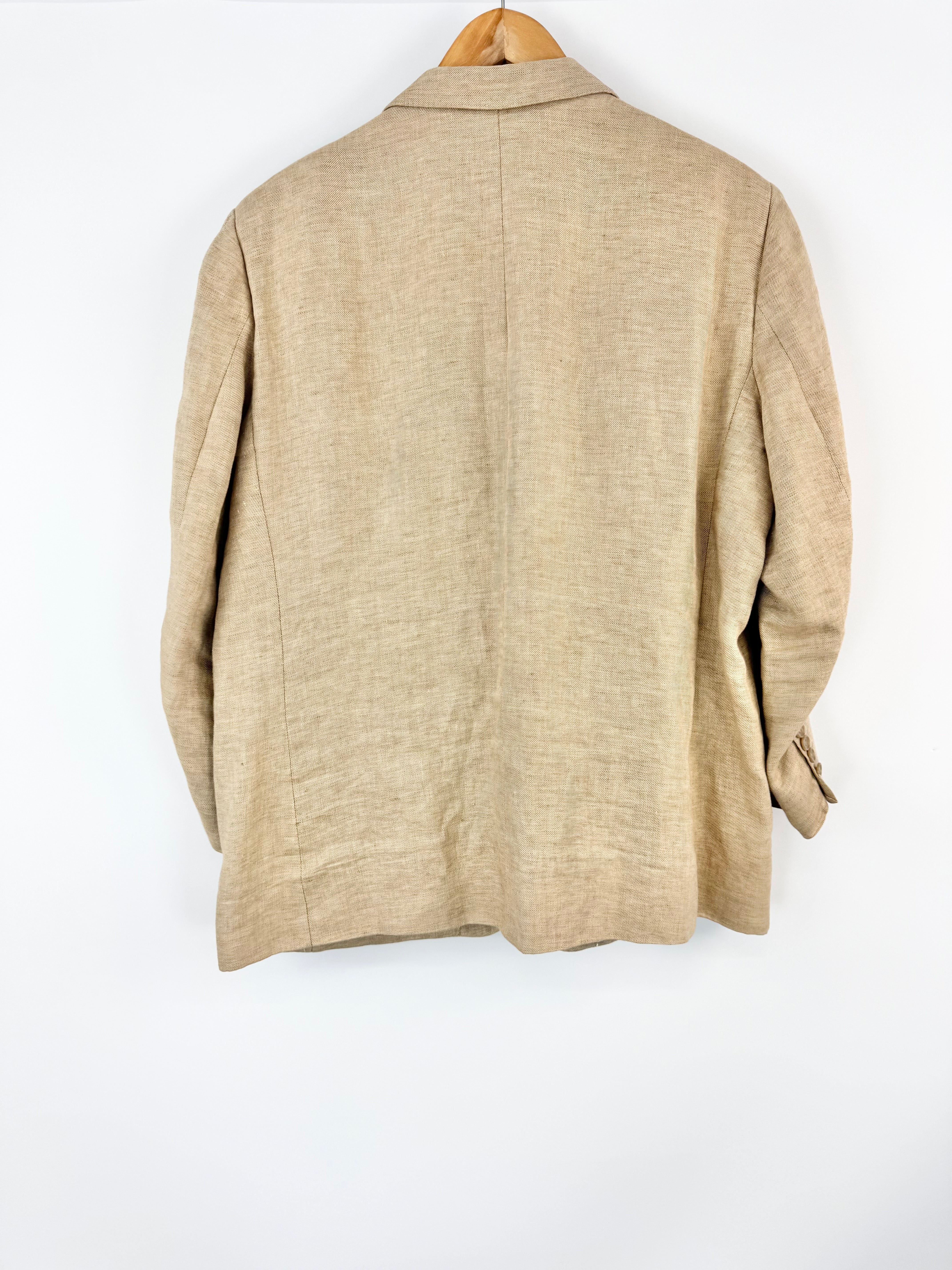 Lanificio d'Marzoni Pure Linen Textured Buff Suit Jacket - XL