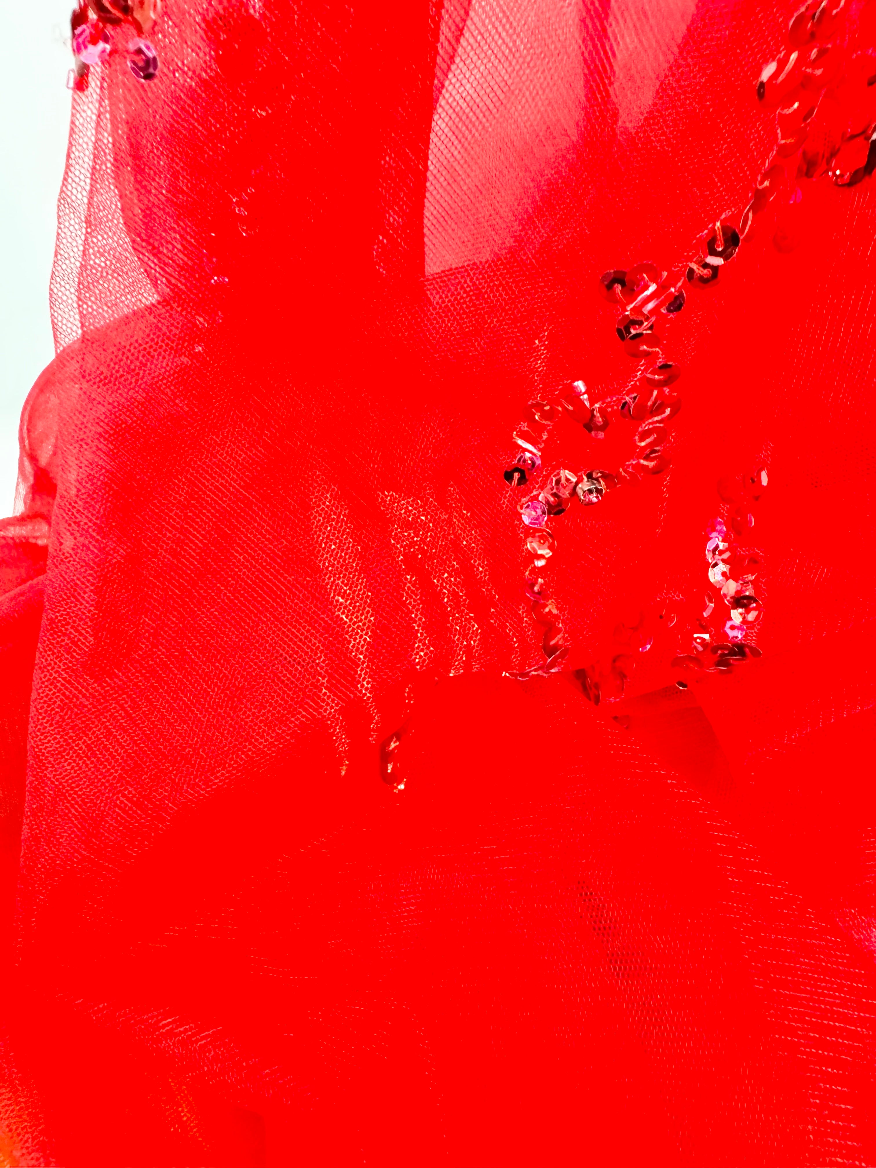 Portia & Scarlett Bright Red Sequin & Beaded Maxi Formal Dress - AU12
