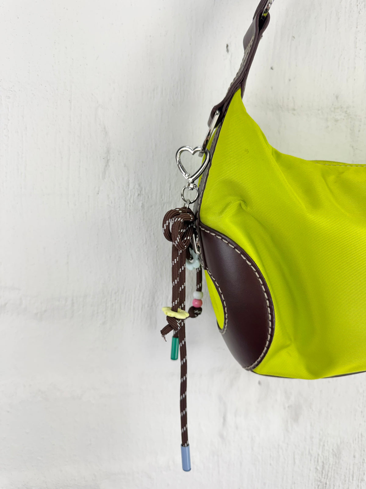 Lancel Lime Green Nylon Shoulder Bag