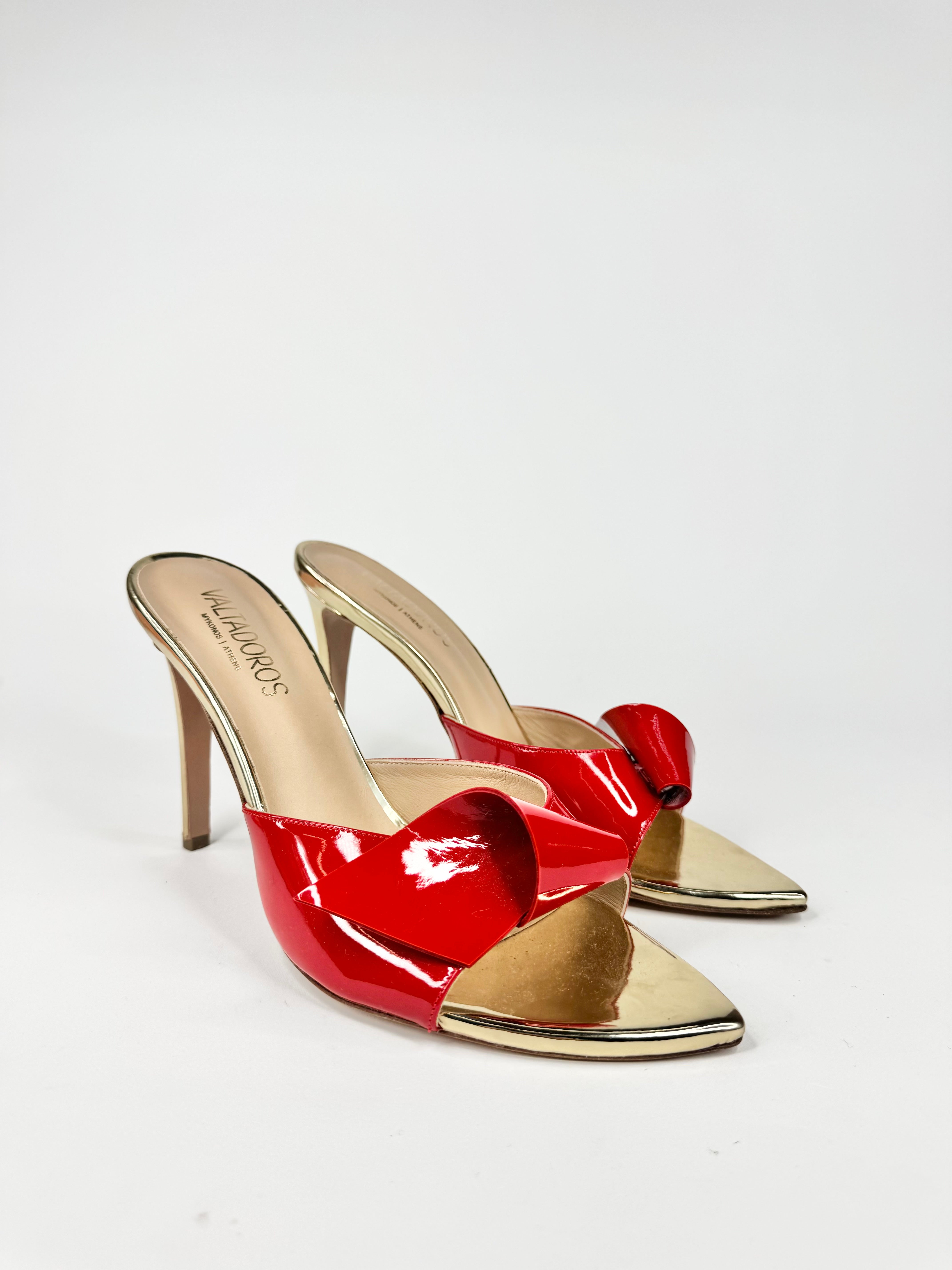 Valtadoros Crimson & Gold Slip-On Mules - EU41