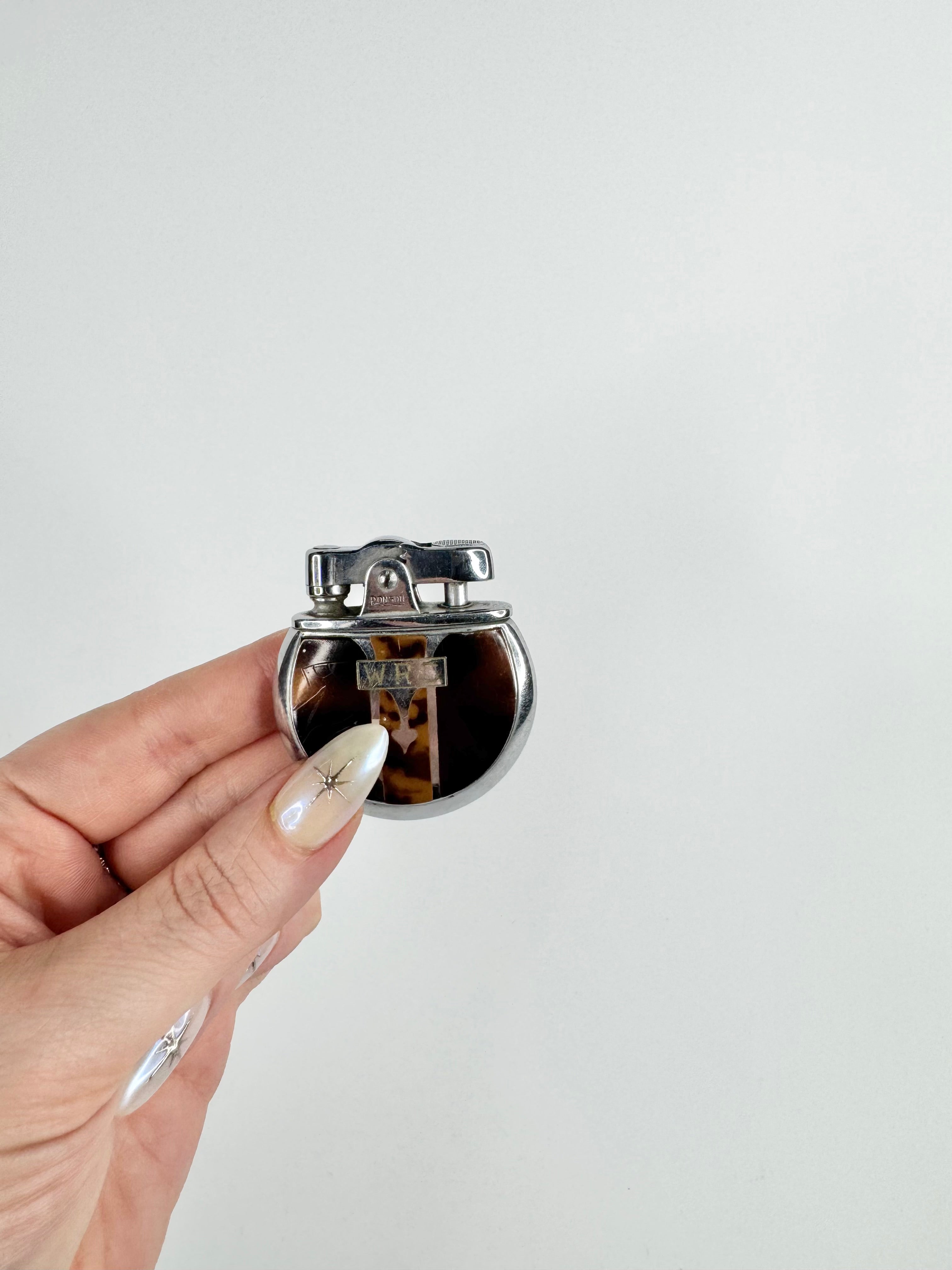 Vintage Ronson Rondette Art Deco Faux Tortoiseshell Lacquer Table Lighter