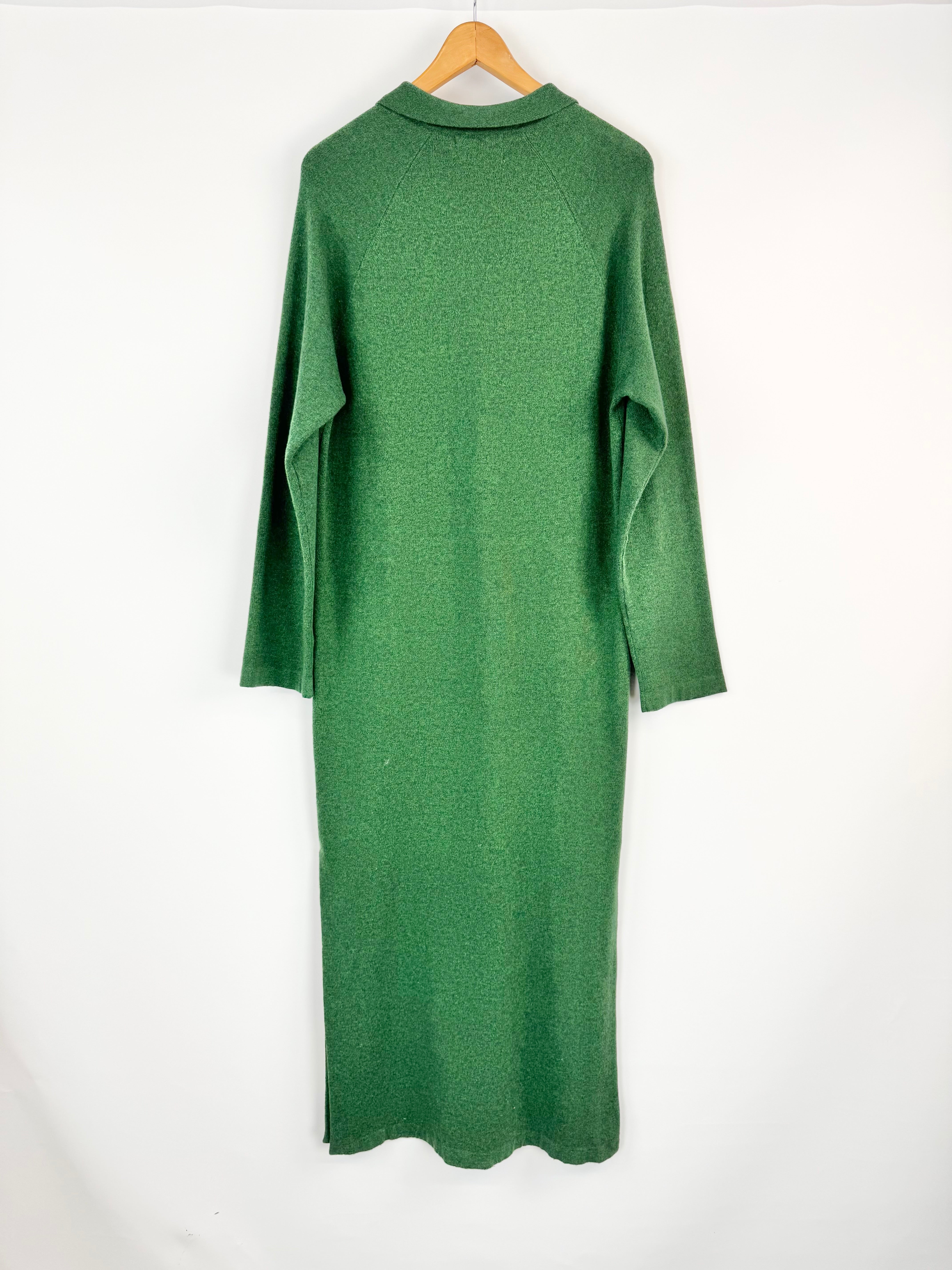 Bassike Green Marl Longline Compact Knit Dress - AU6/8