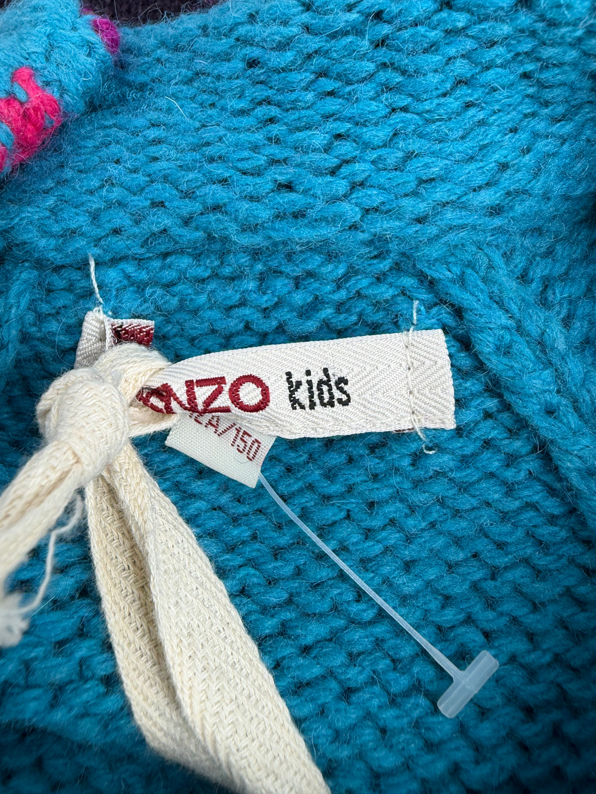 Kenzo Kids Blue, Purple & Pink Striped Long Sleeve Wool Blend Dress - AU4/6
