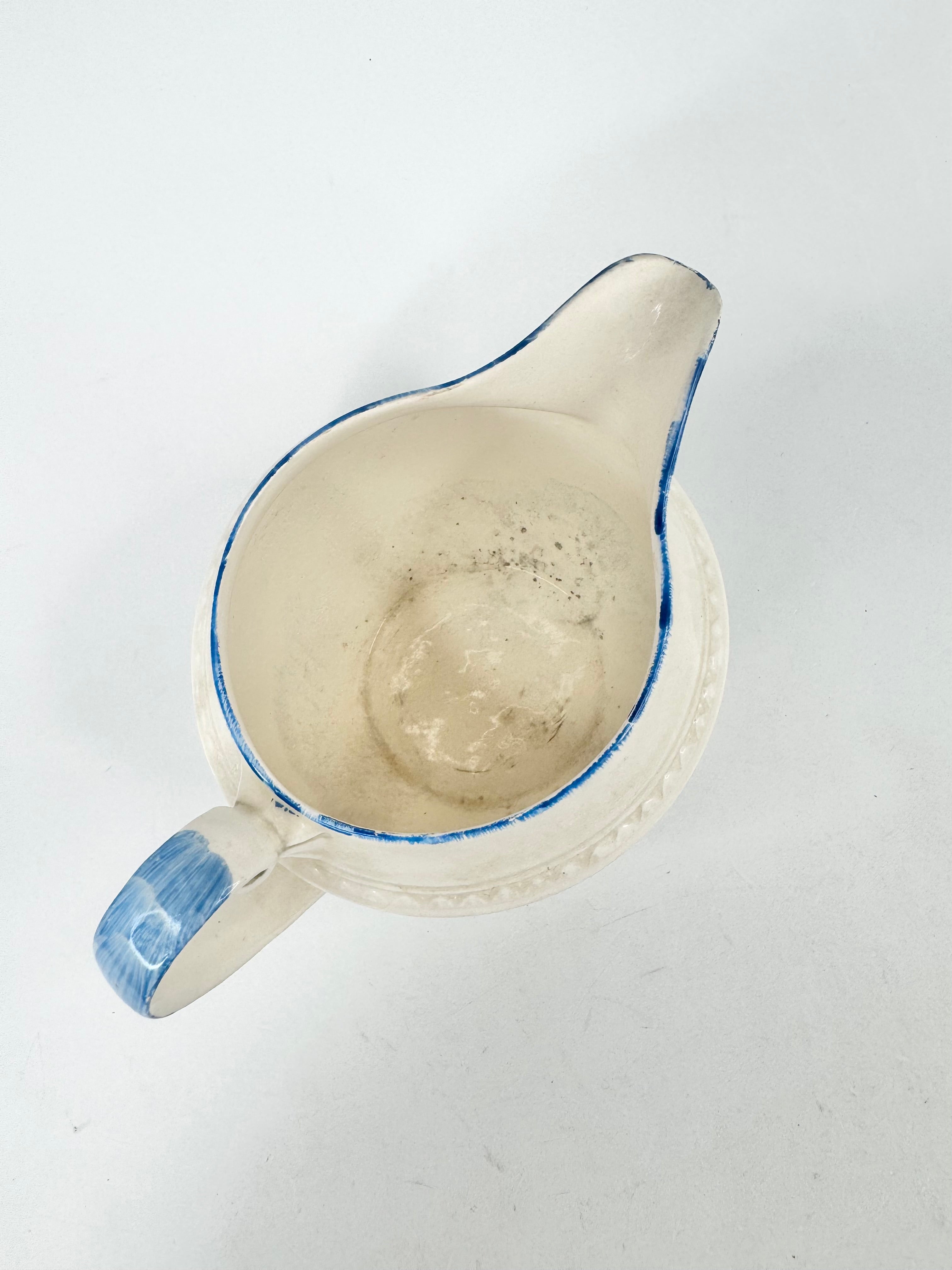 Swinnertons Staffordshire England White With Blue Detail and Floral Motif Creamer Jug