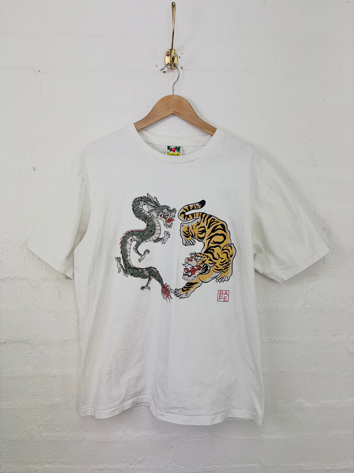 BAPE Japanese Culture Tiger & Dragon White T-shirt - L
