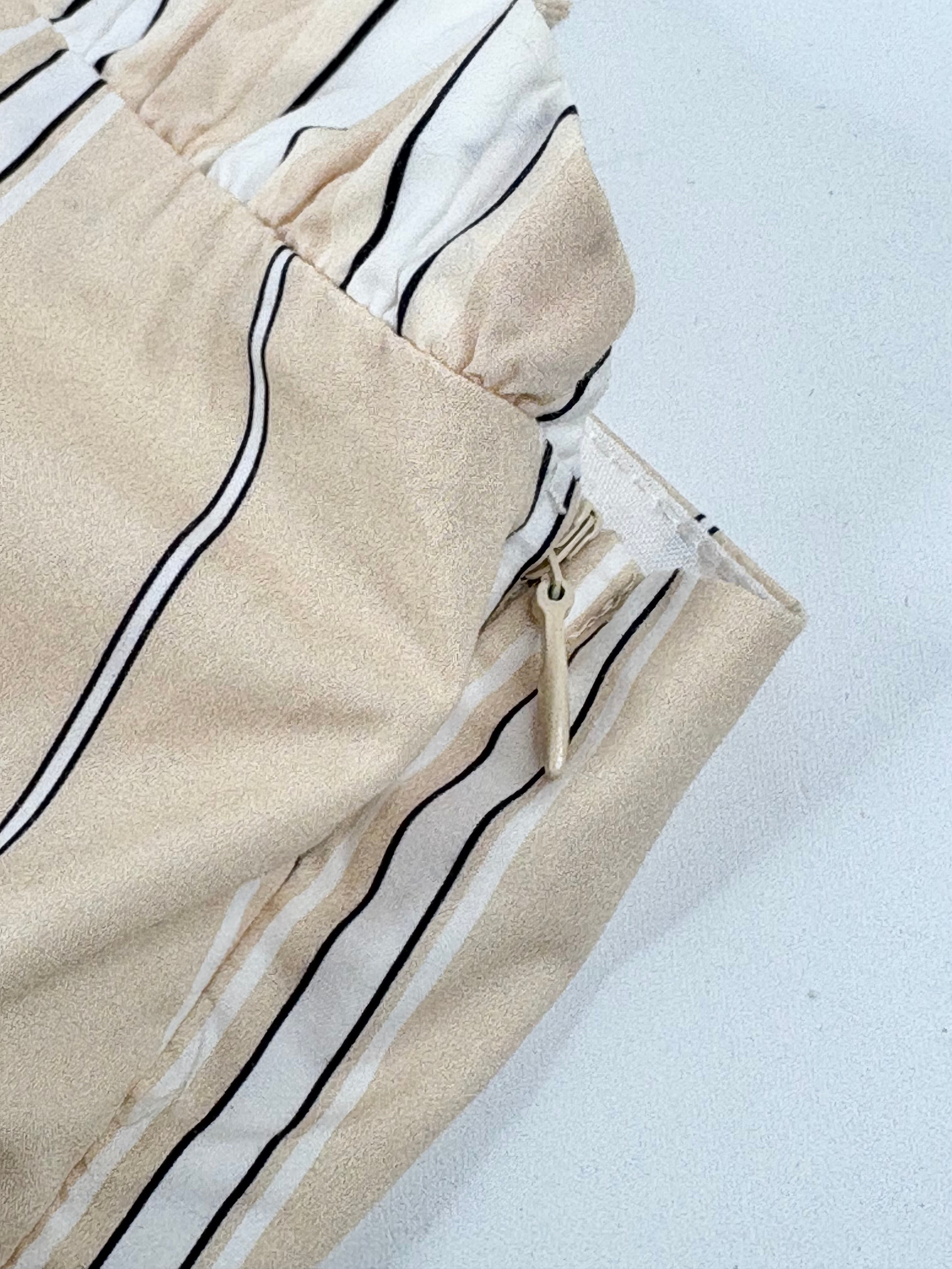 Maje Beige Striped Cropped Top - AU12