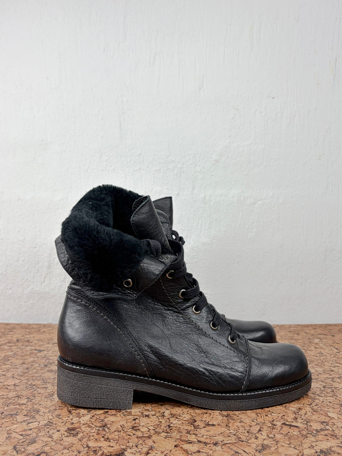 Wonders Black Fleece Lined Boots - EU38