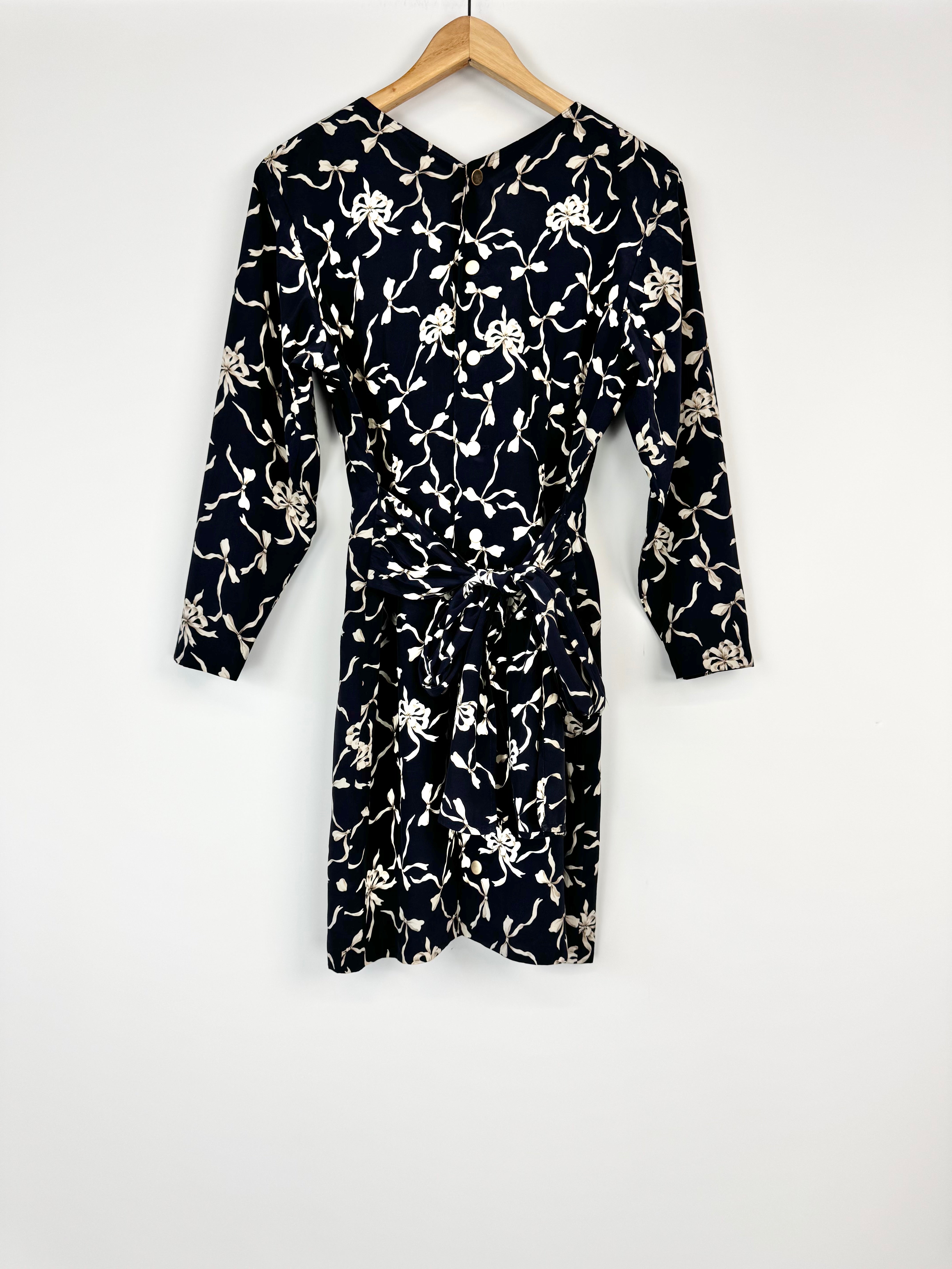 Cynthia Blue Ribbon Patterned Tie Dress - AU12