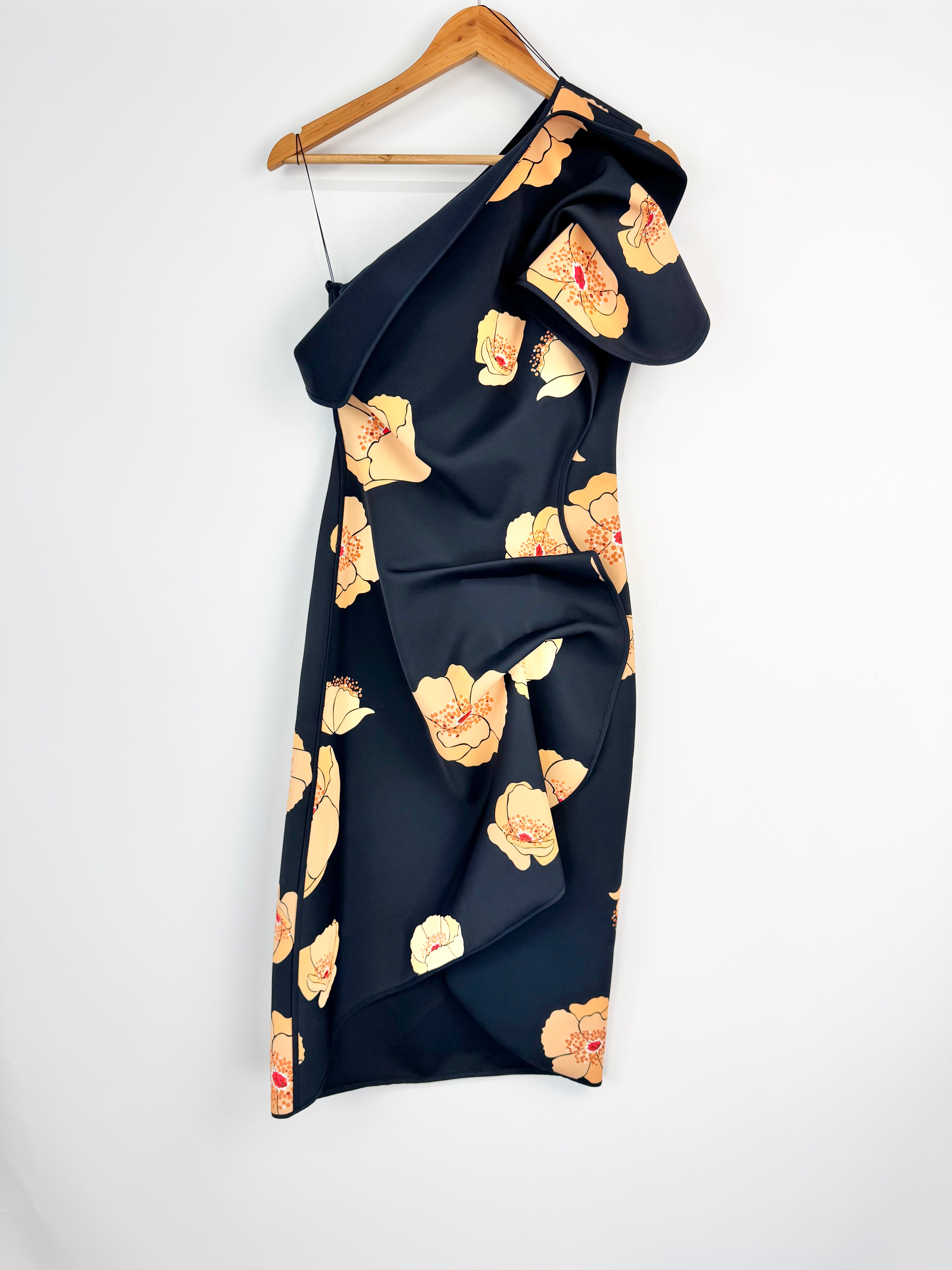 Alcer Floral Off Shoulder Neoprene Dress