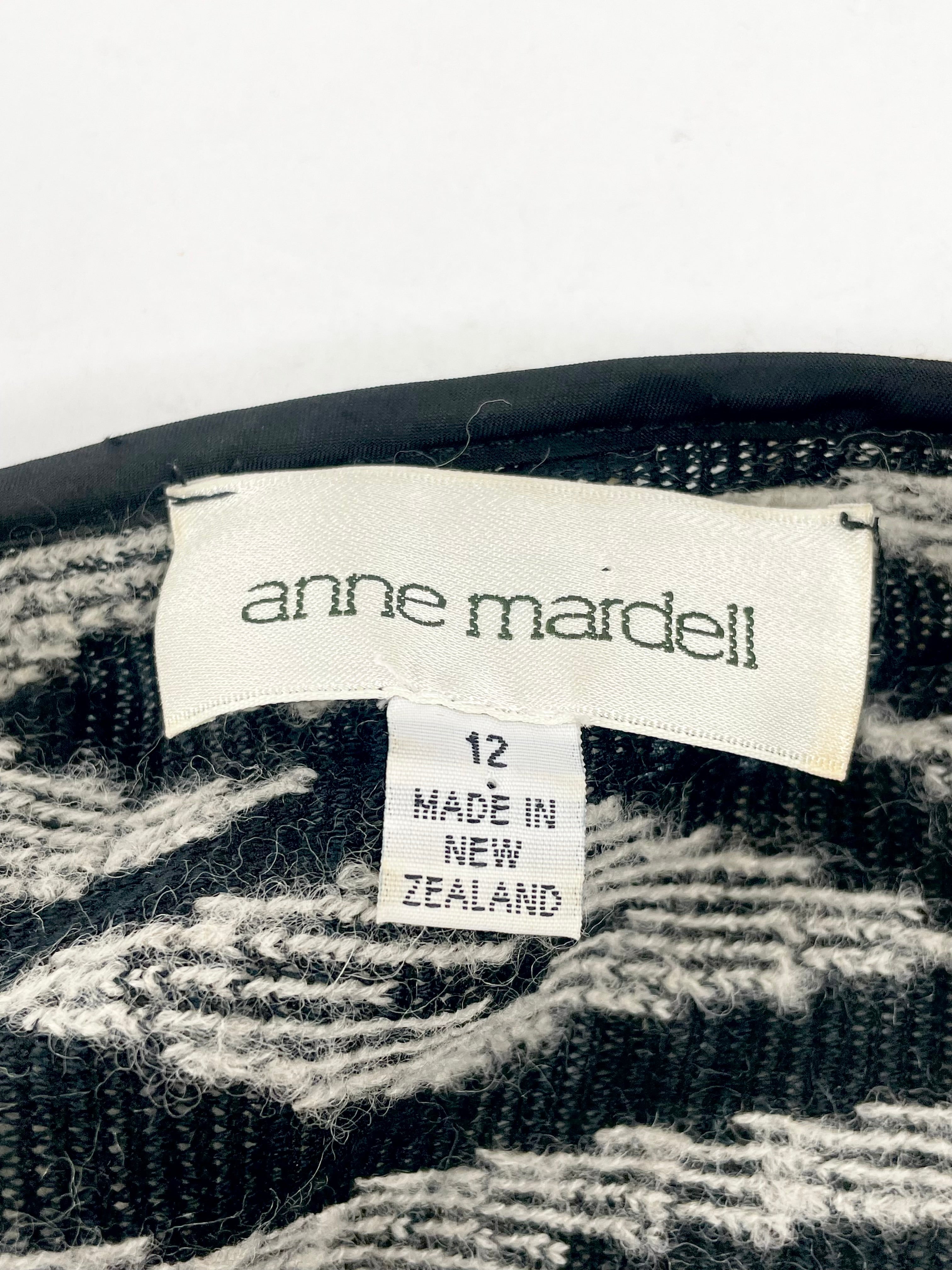 Anne Martell Black & White Wool-Blend Lace Cardigan - AU12