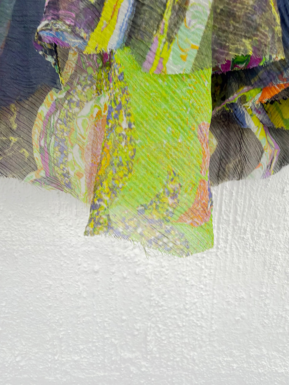 Dries Van Noten Sheer Green & Black Patterned Asymmetrical Silk Skirt - AU10/12