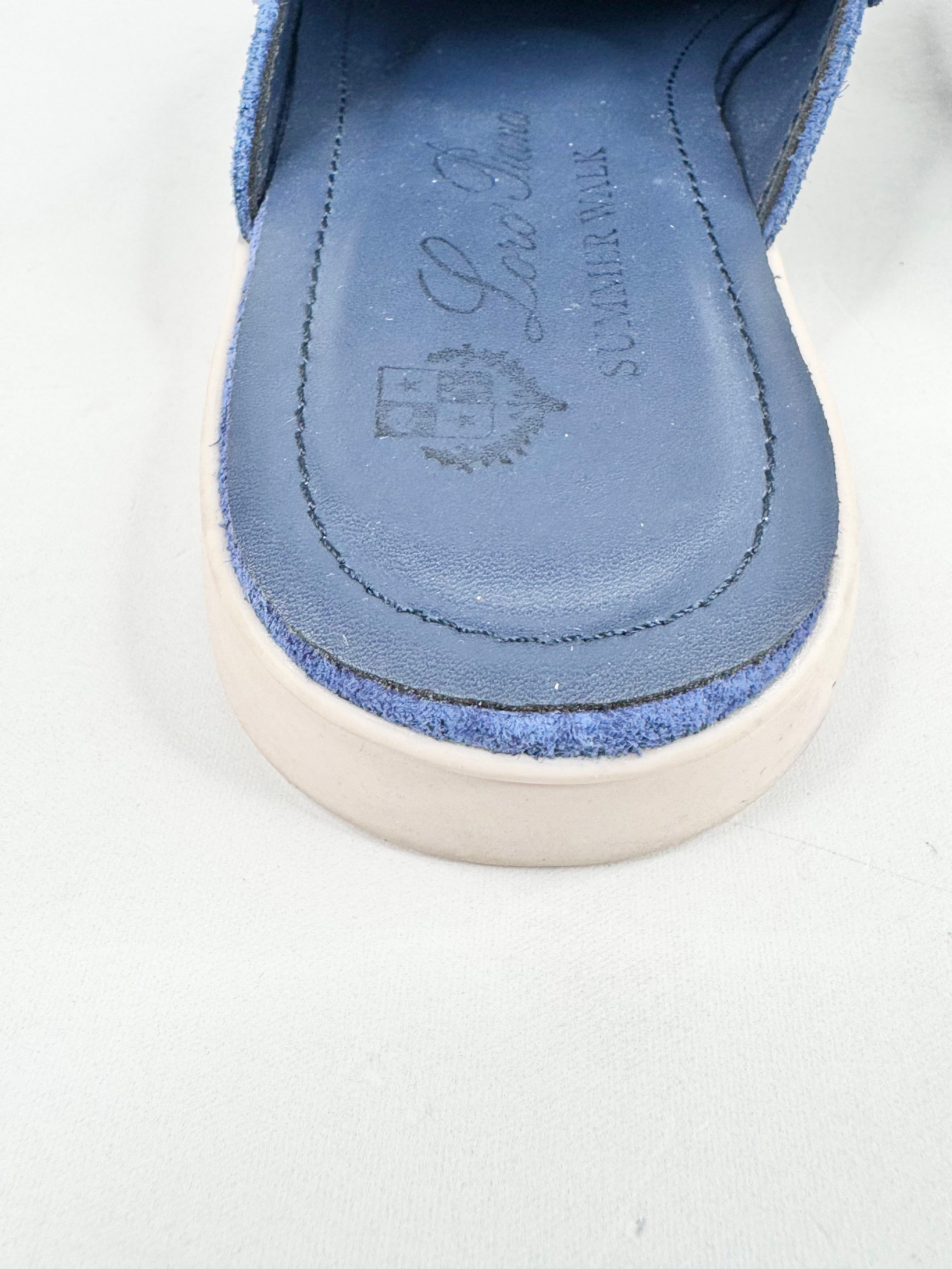 Loro Piana Blue Suede Babouche Charm Embellished Mules - EU38
