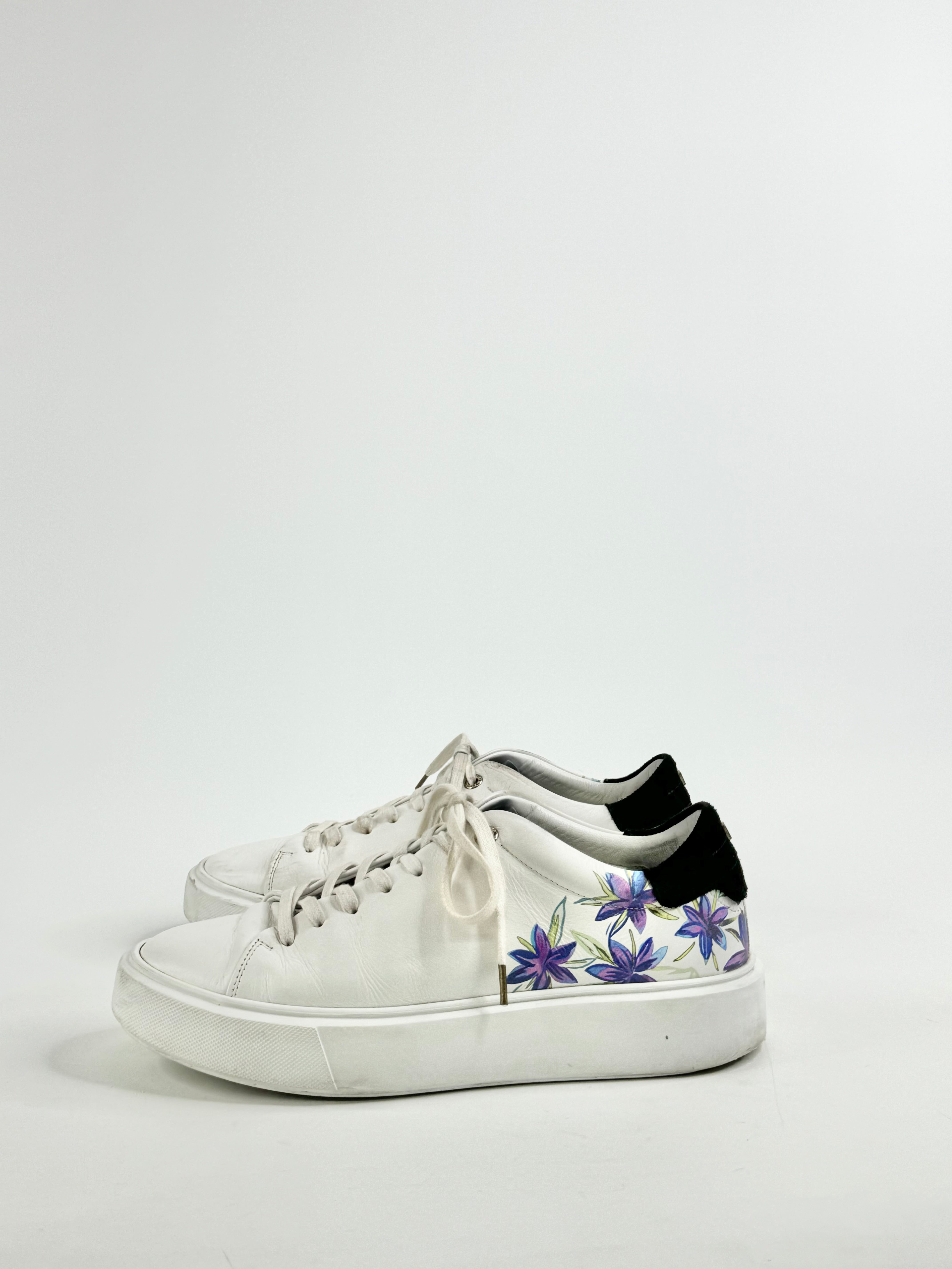 Ted Baker White Floral Painted Lace Ups - EU40