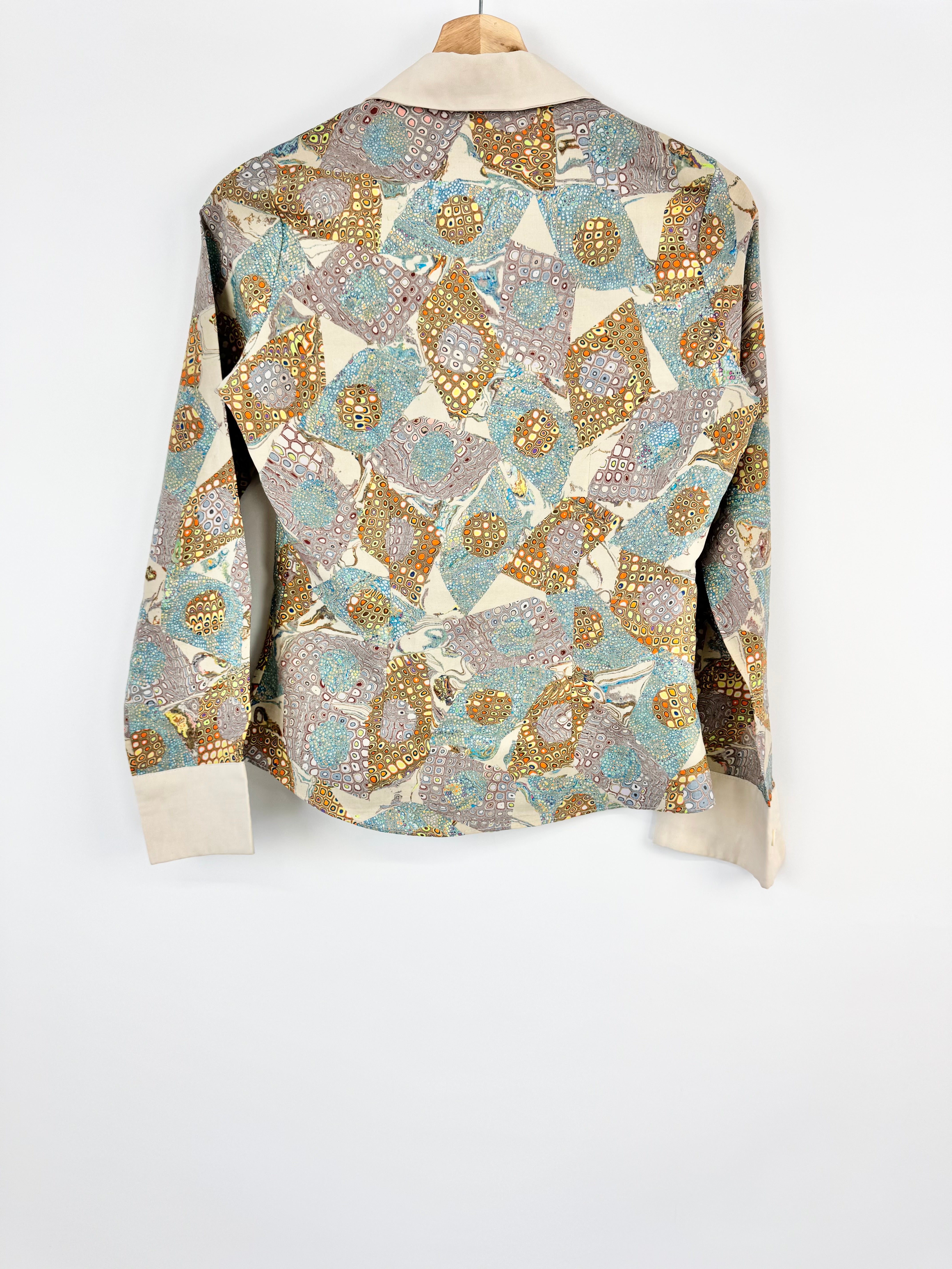 VINTAGE CREAM & GREEN MARBLED SHIRT - AU6