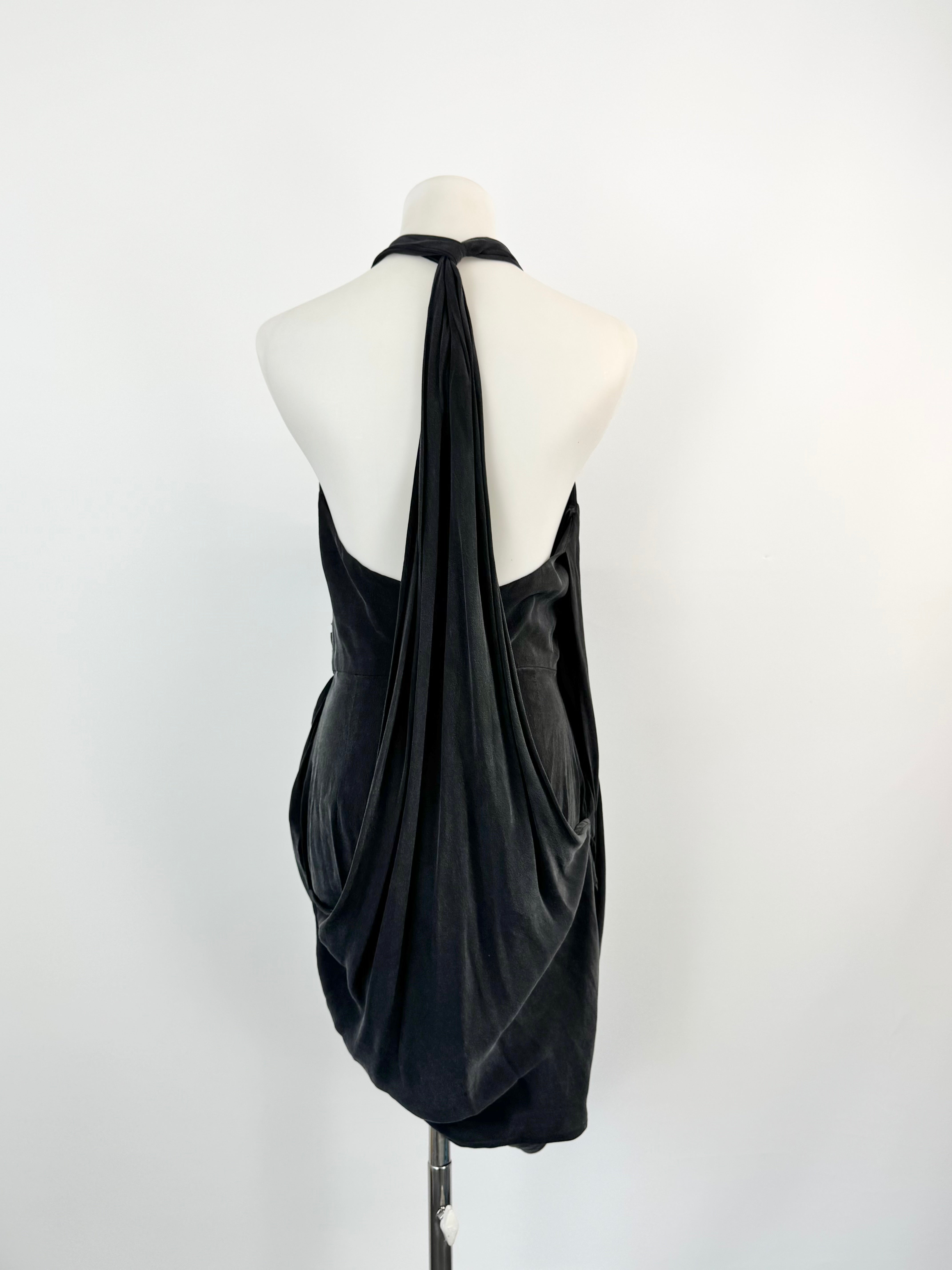 ZIMMERMANN BLACK SILK HALTER DRESS - SIZE AU8