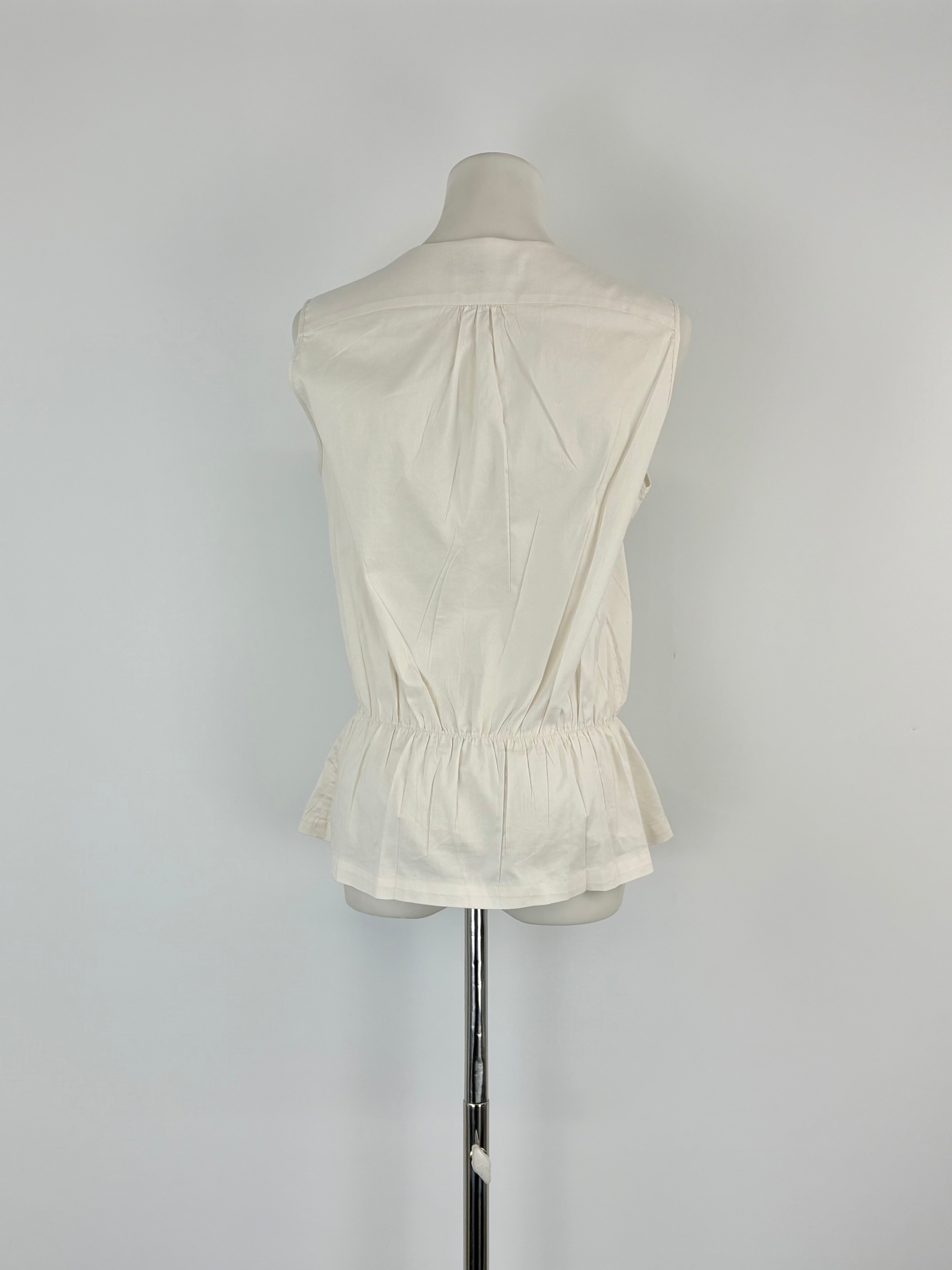 Cotélac Ivory Sleeveless Button-Up Peplum Top - AU8