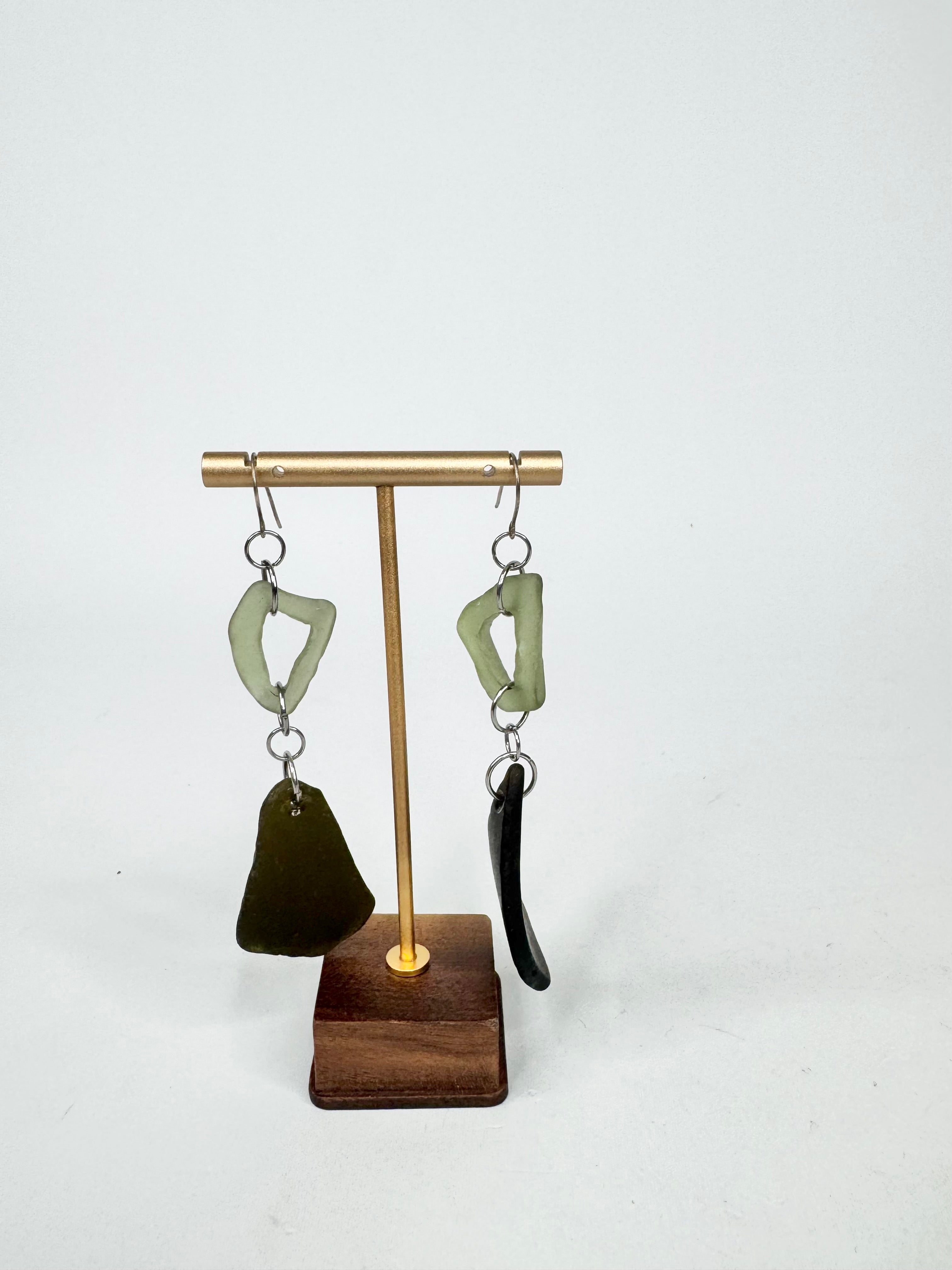 MFW Green Sea Glass Earrings