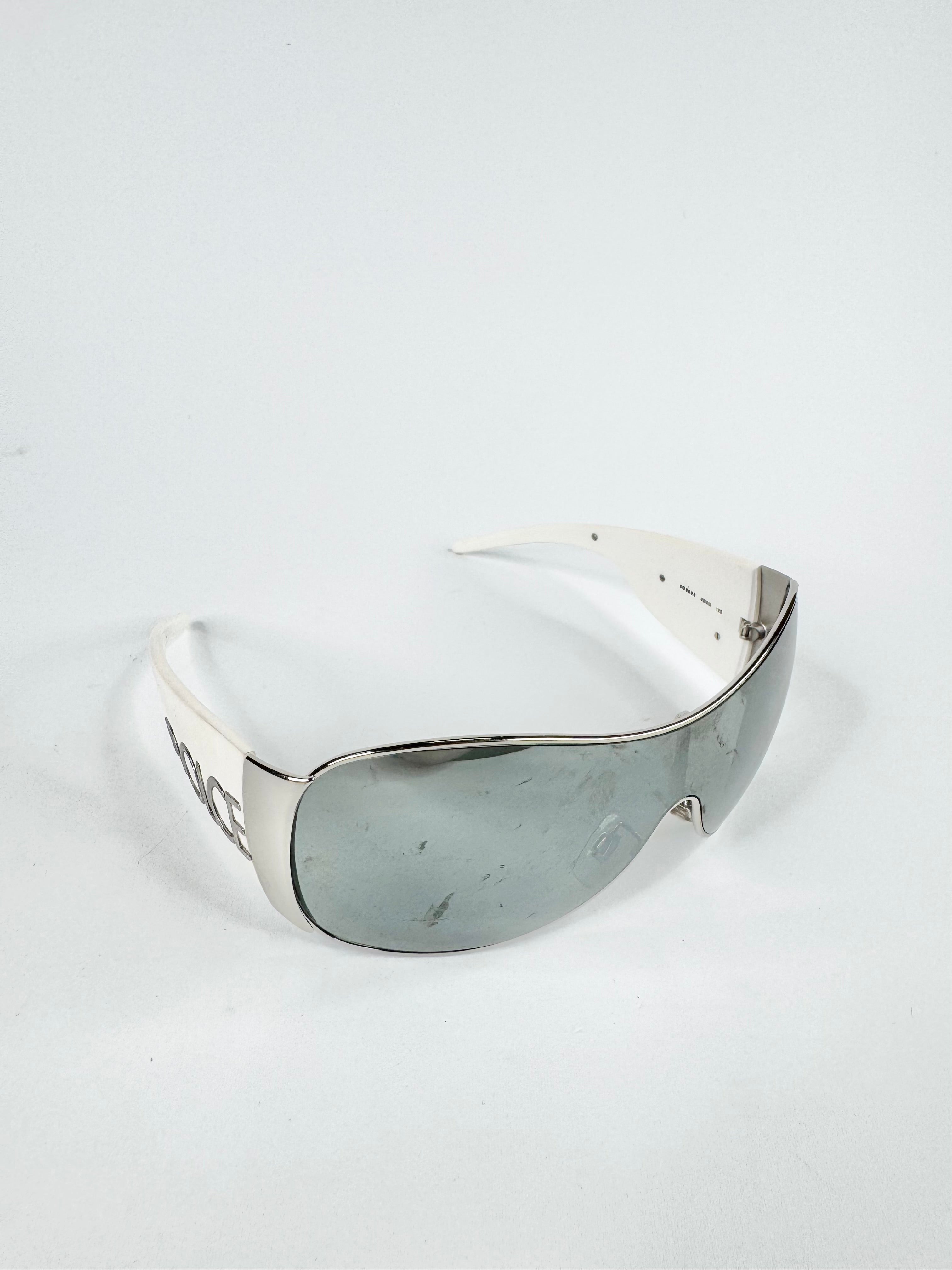 Dolce & Gabbana White Frame Shield Sunglasses