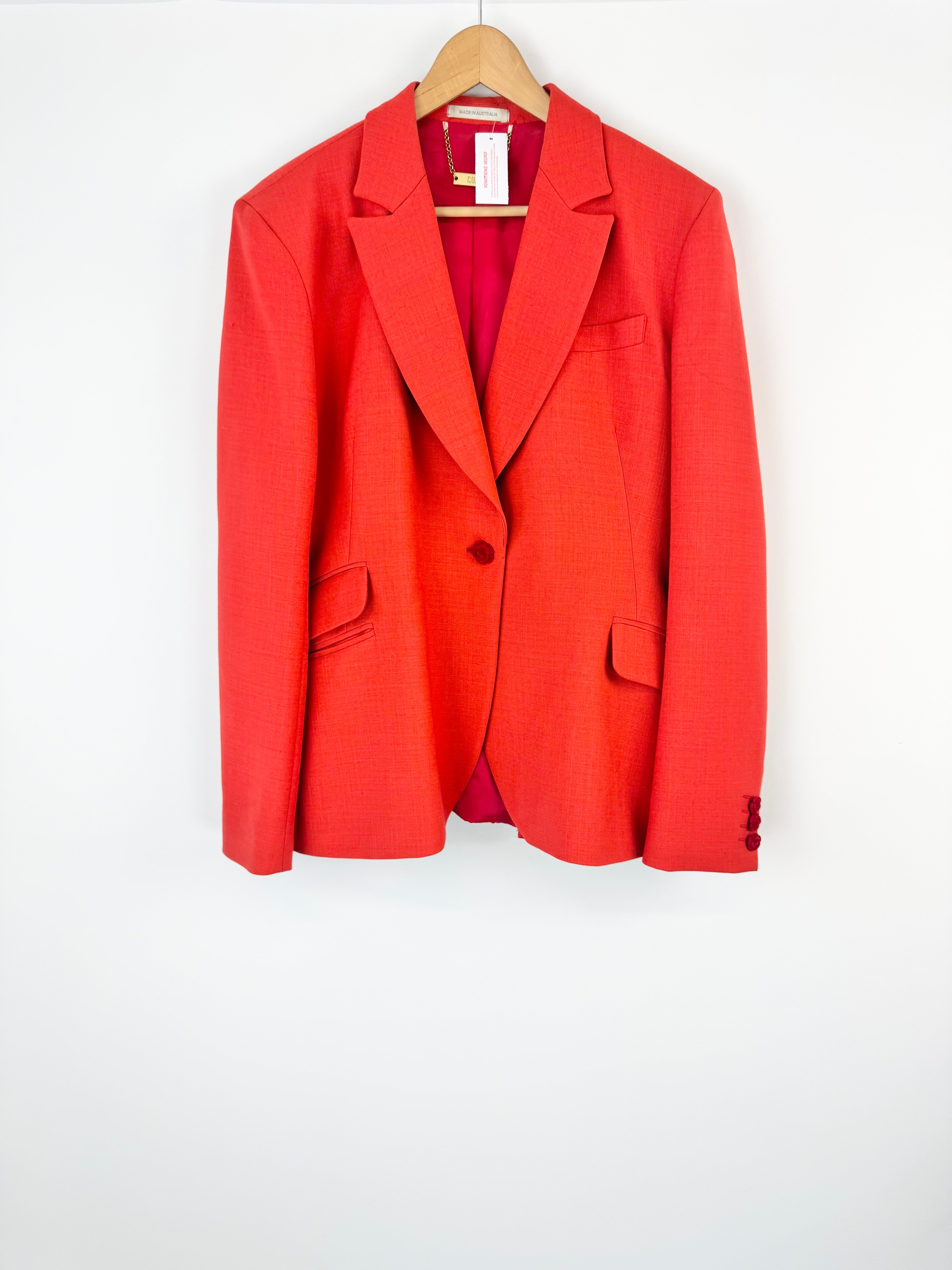 Cubec Persimmon Wool Rose Button Blazer - L