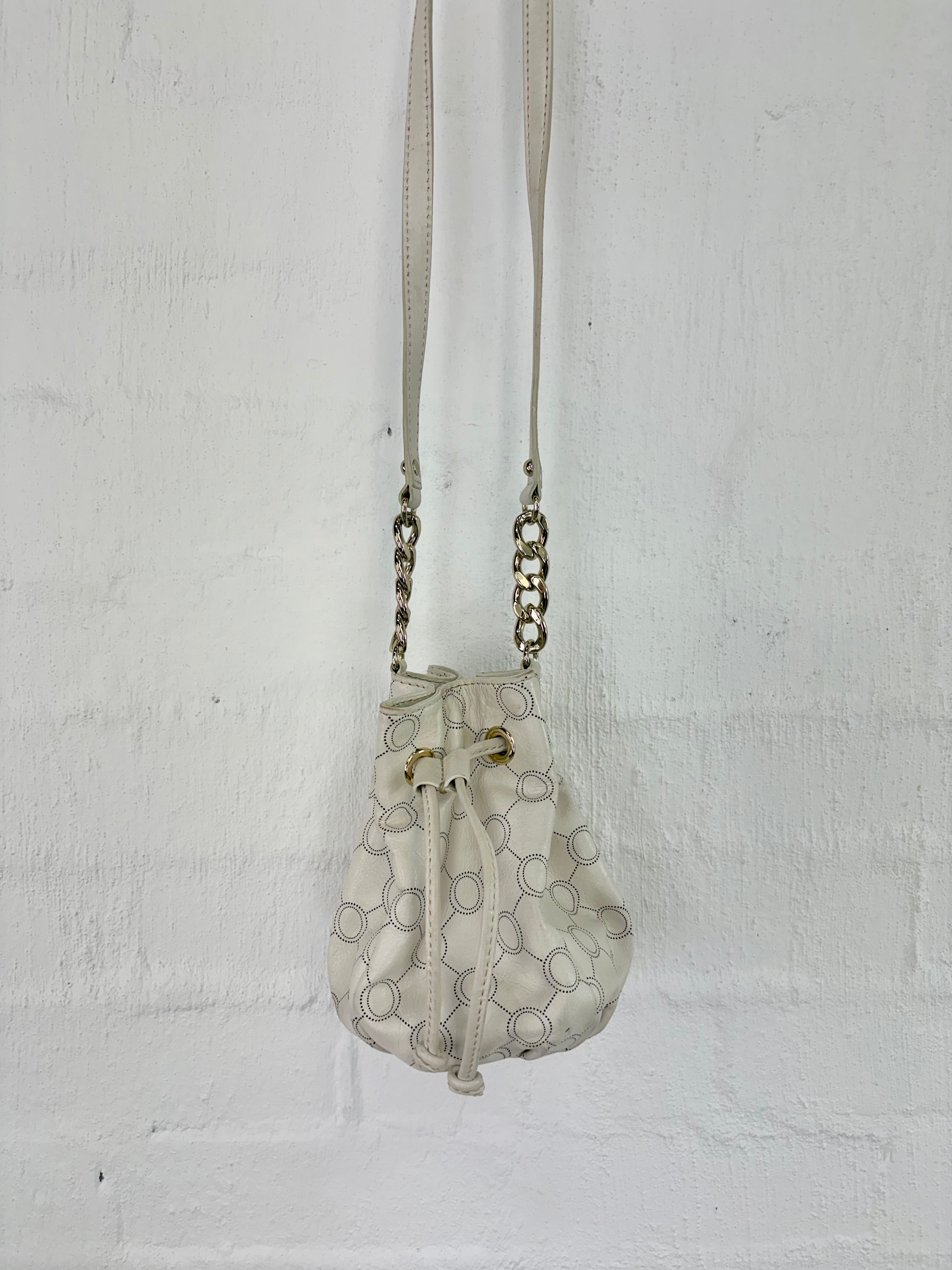 Oroton Cream Monogram Drawstring Bag