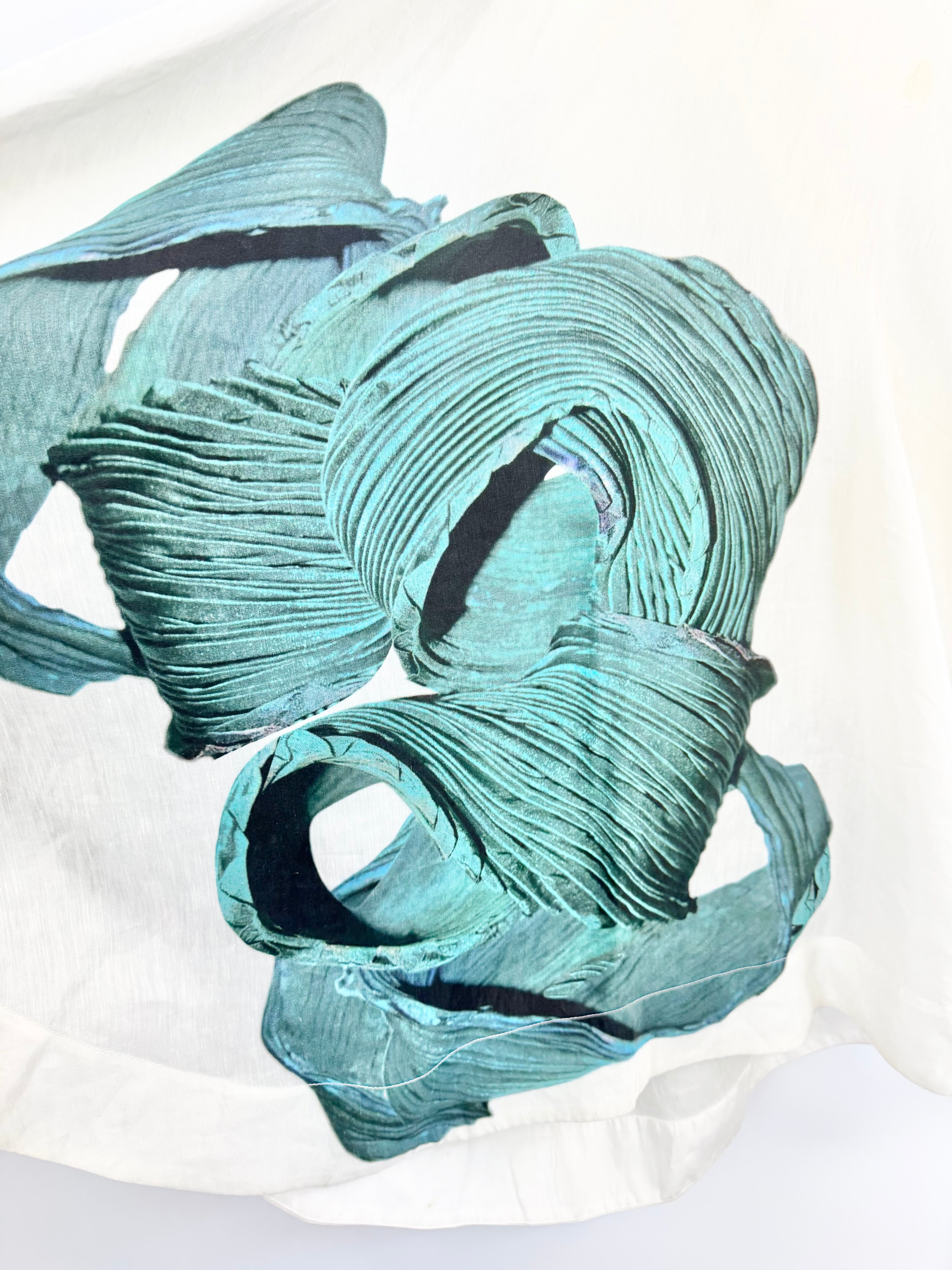 Tibi Off White and Holographic Teal Patterned Strapless Dress - AU6