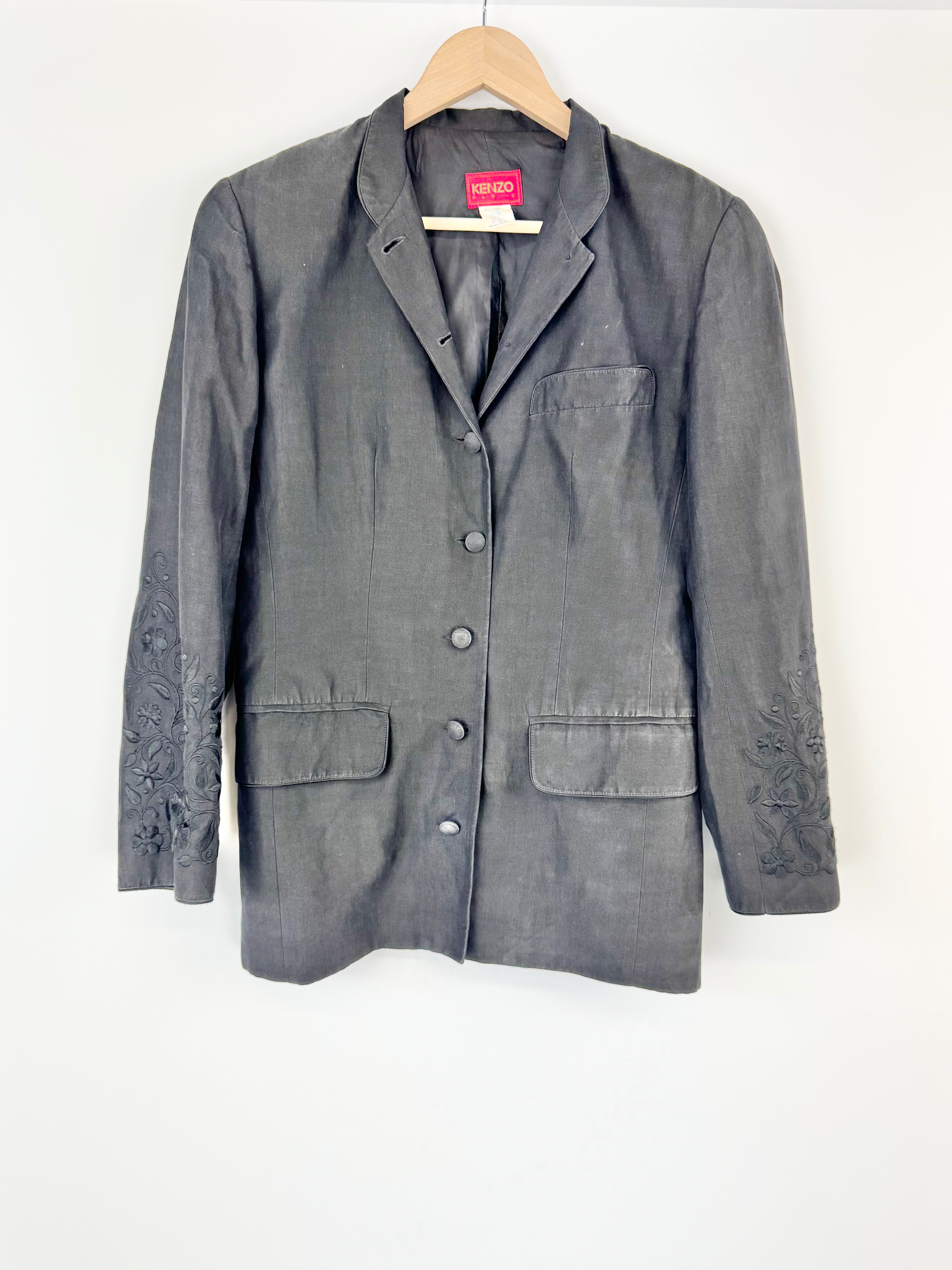 Kenzo Black Embroidered Sleeved Jacket - AU8