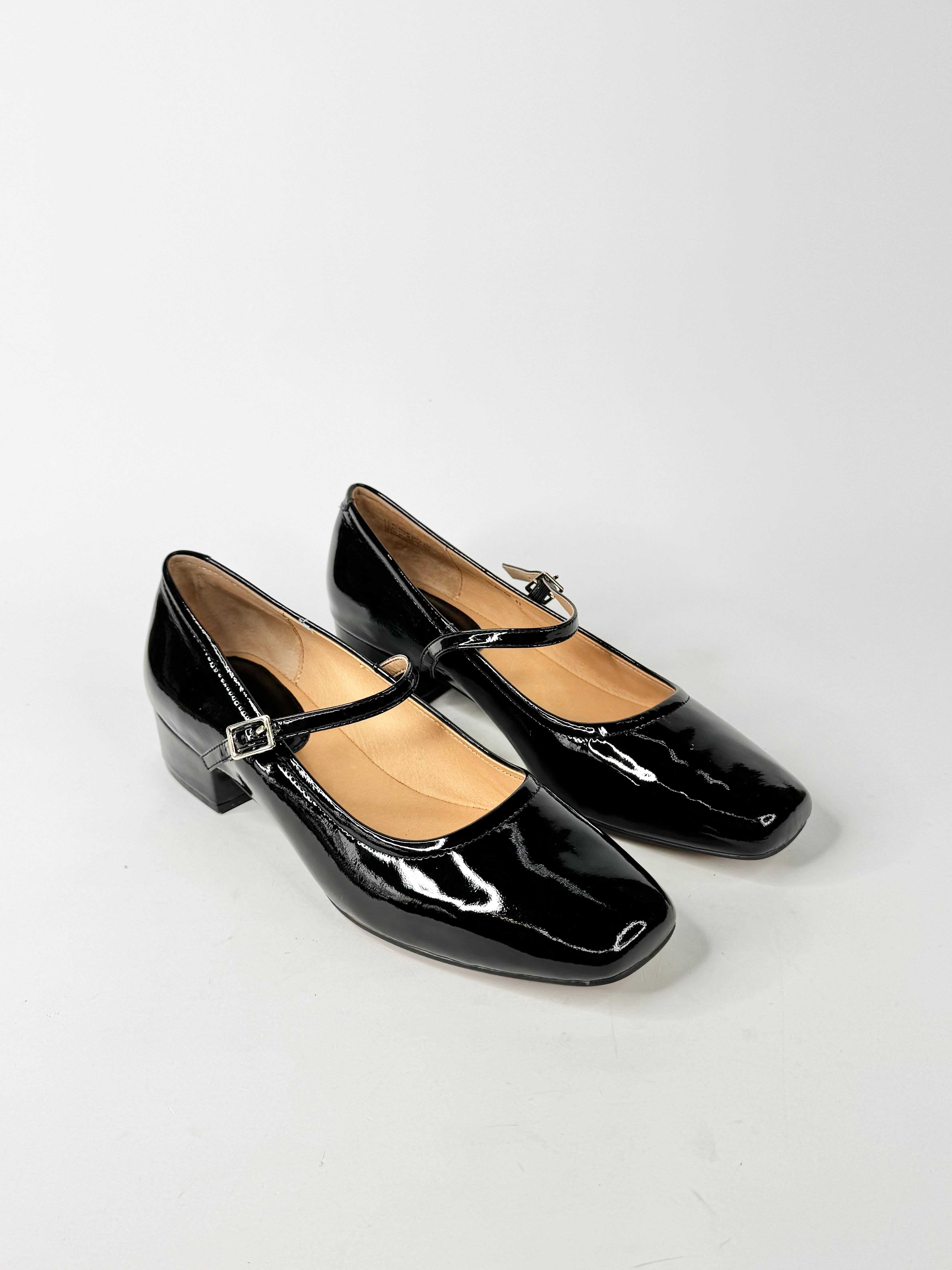MFW Diana Ferrari Islah Black Leather Mary Jane Heels - EU41