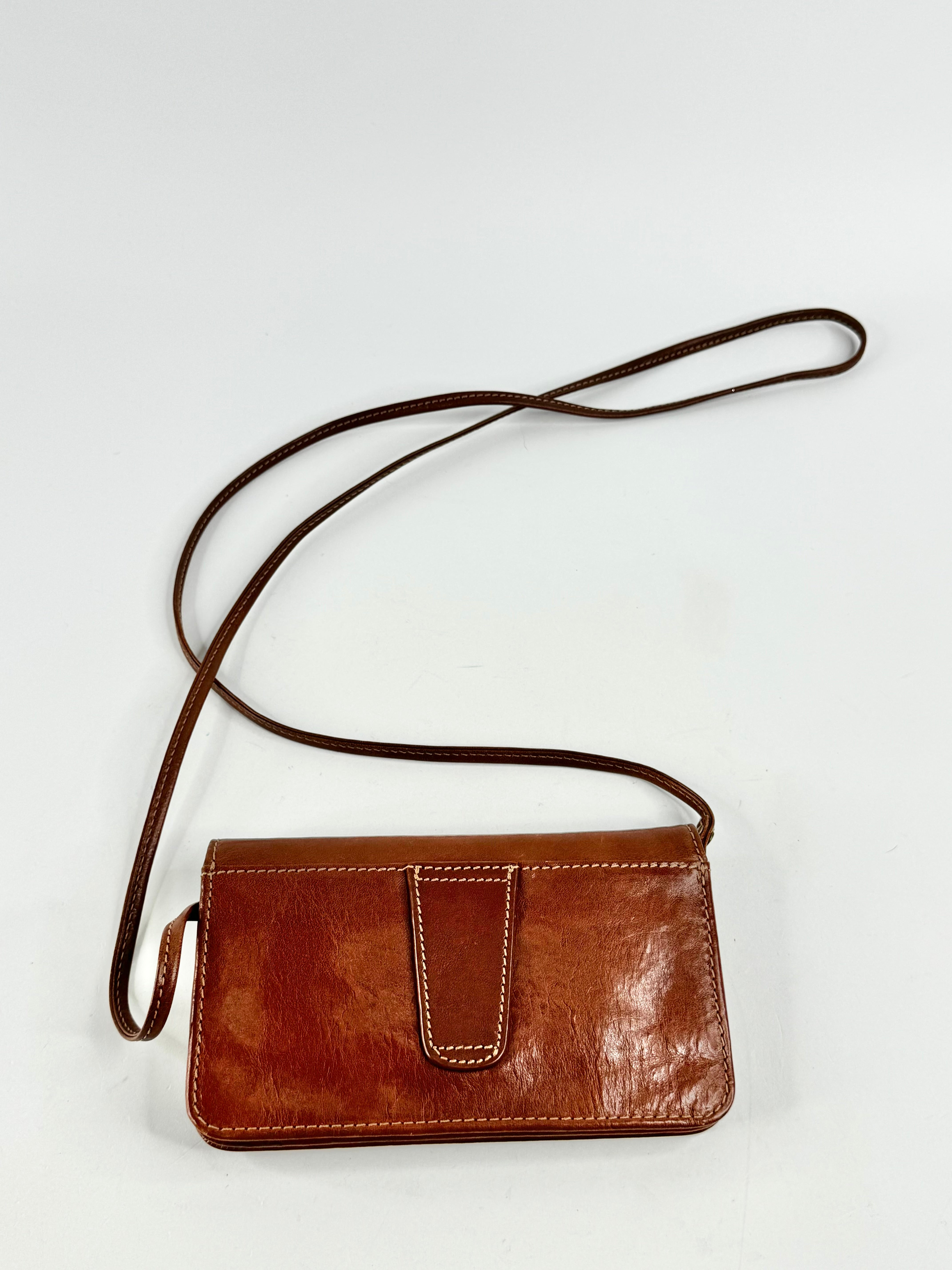 Cellini Deep Tan Mini Cross Body Bag