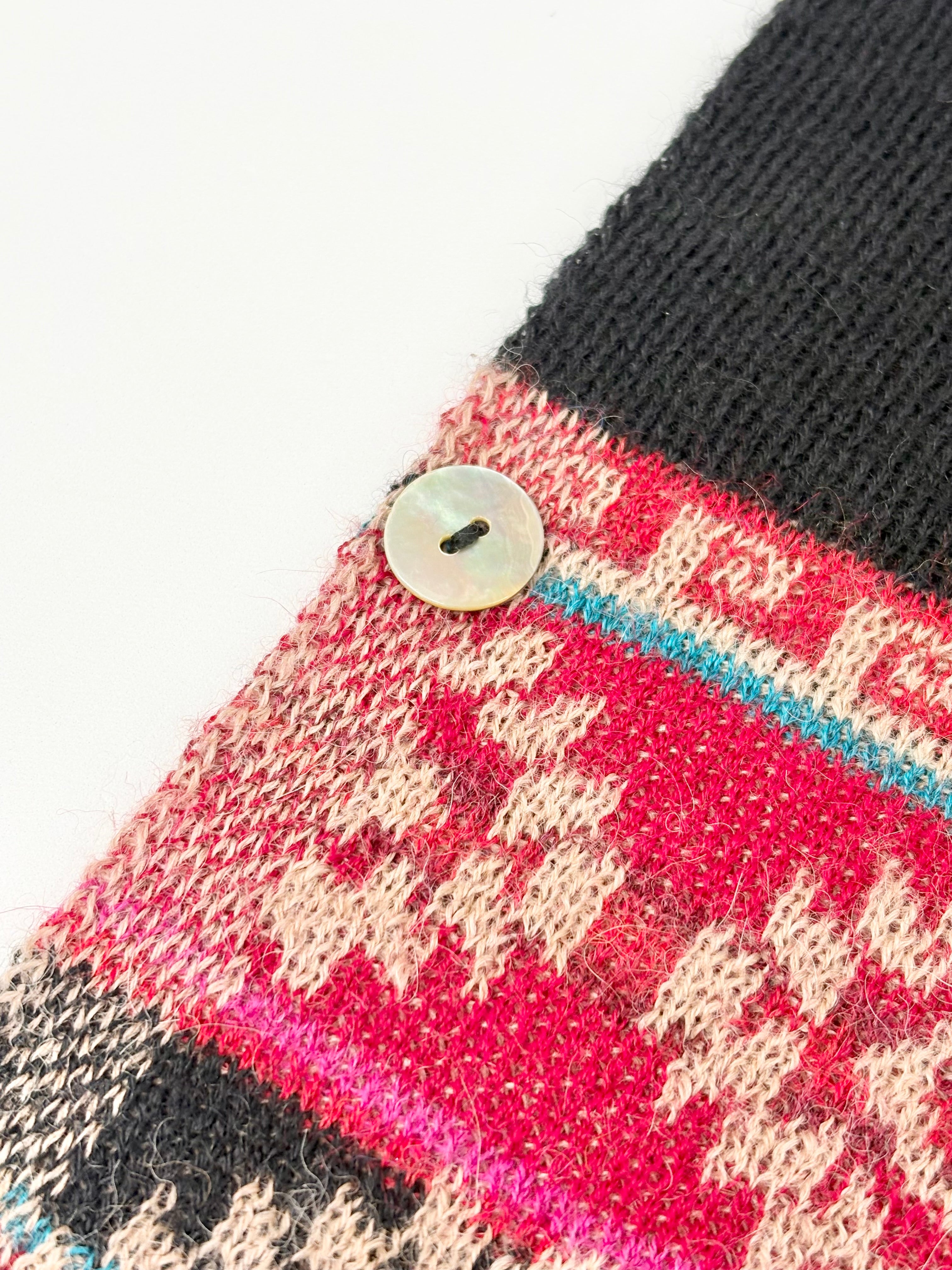 KUNA Black Alpaca Patterned-Hem Poncho Cardi - AU10/12