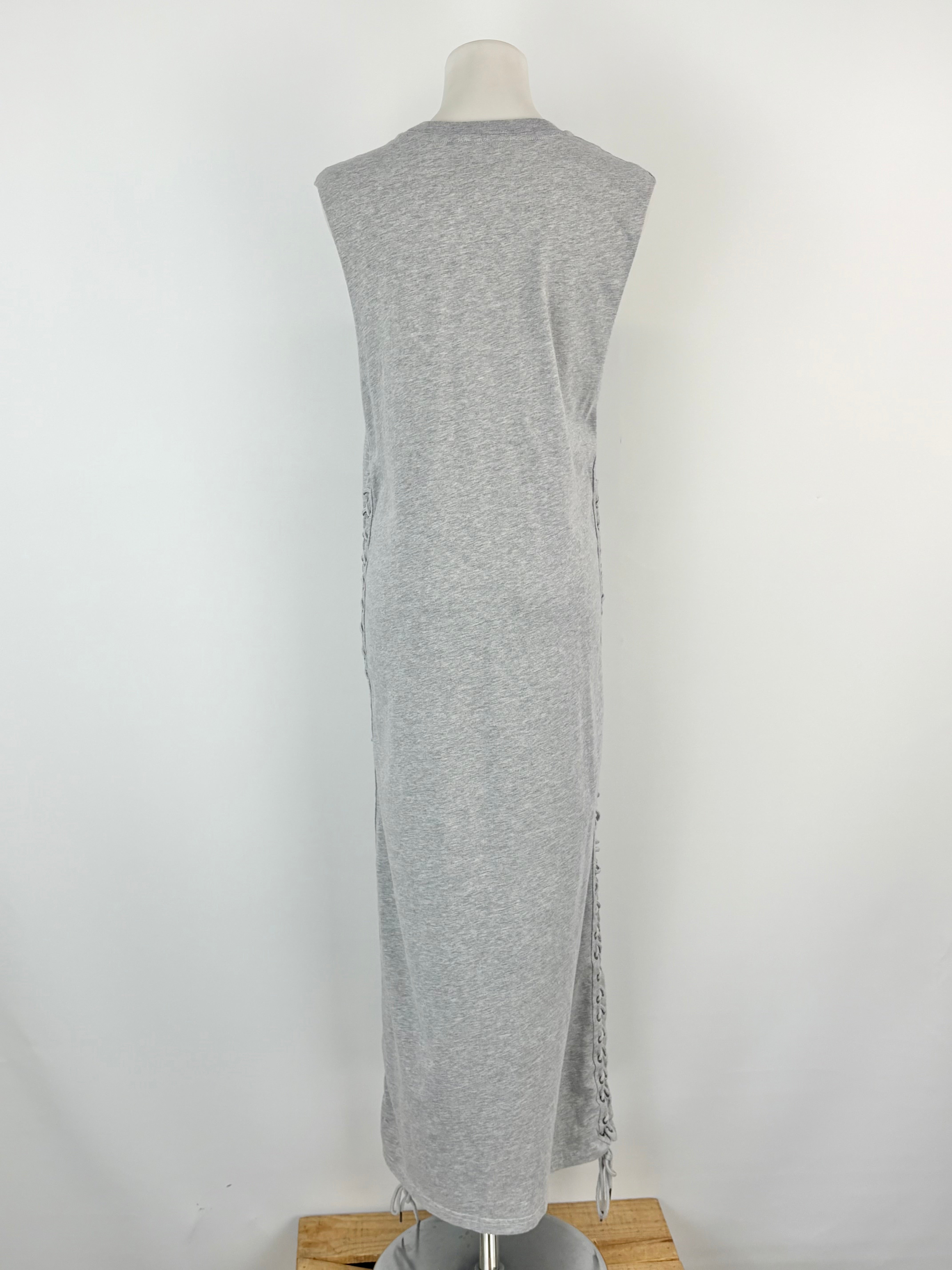 McQ Alexander McQueen Cloud Grey Melange Eyelet Tank Dress - AU10