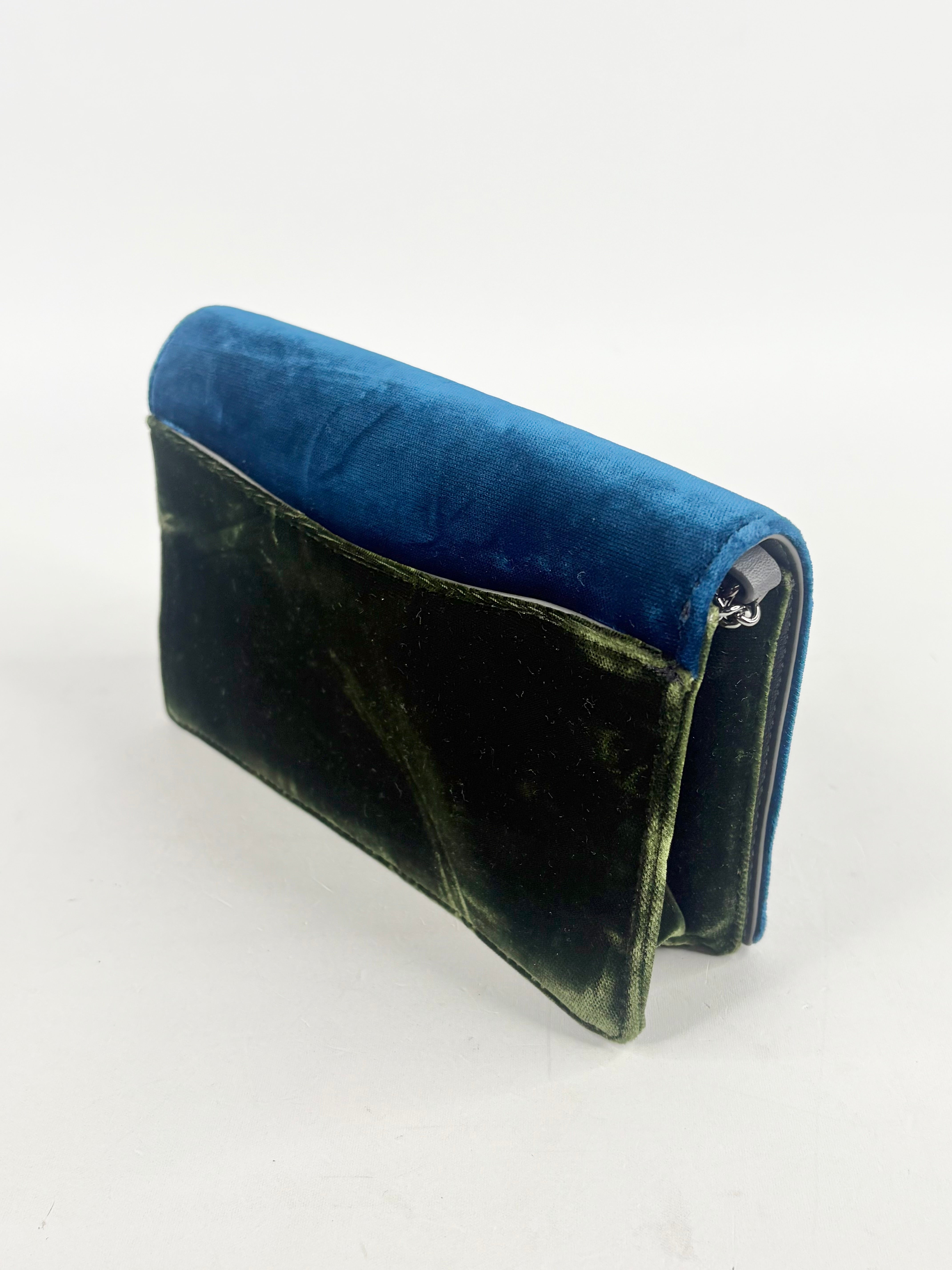 Diane von Furstenberg Blue & Green Velvet Evening Bag