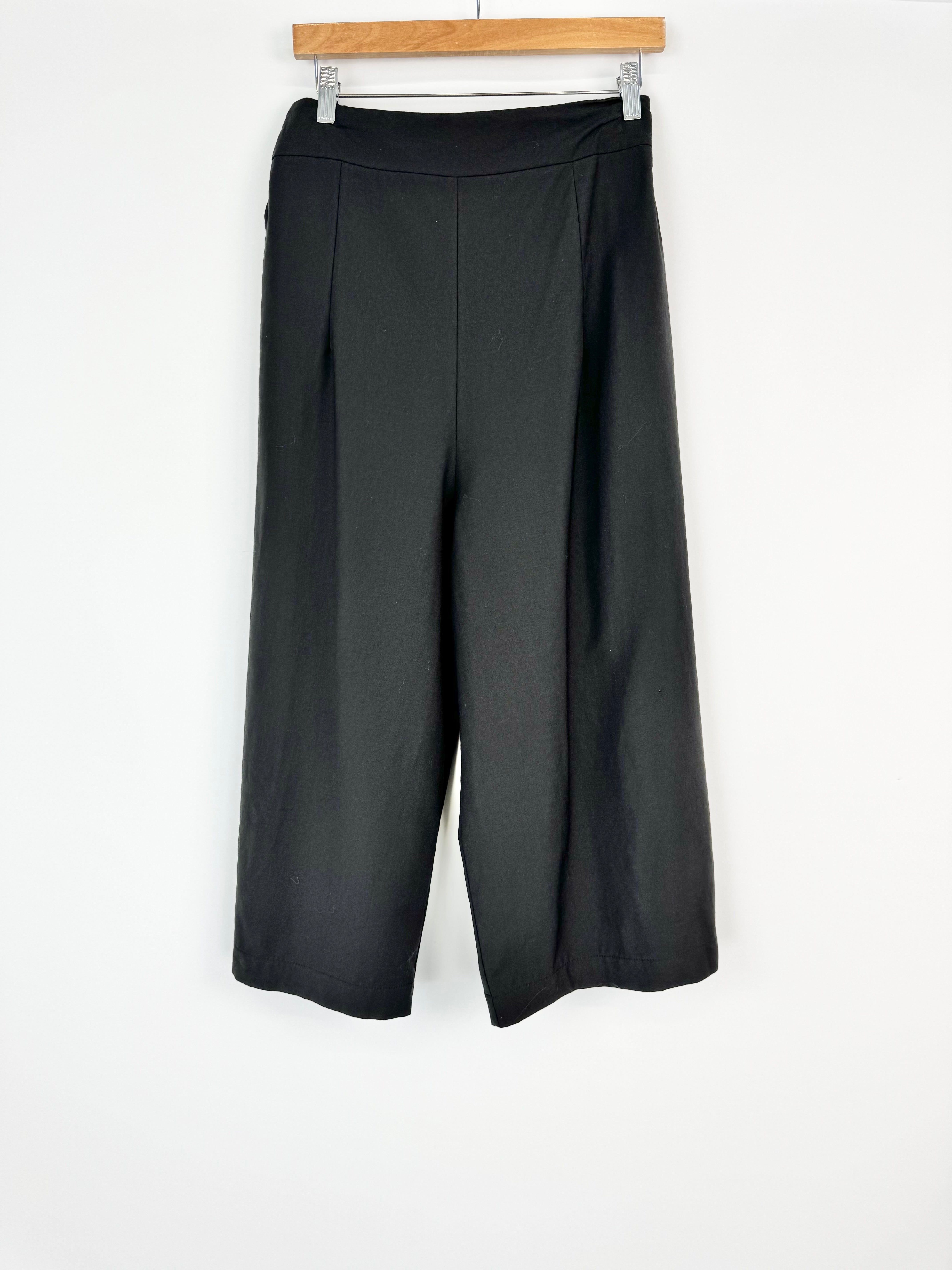 Untouched World Black Wool Wide Leg Slacks - AU10