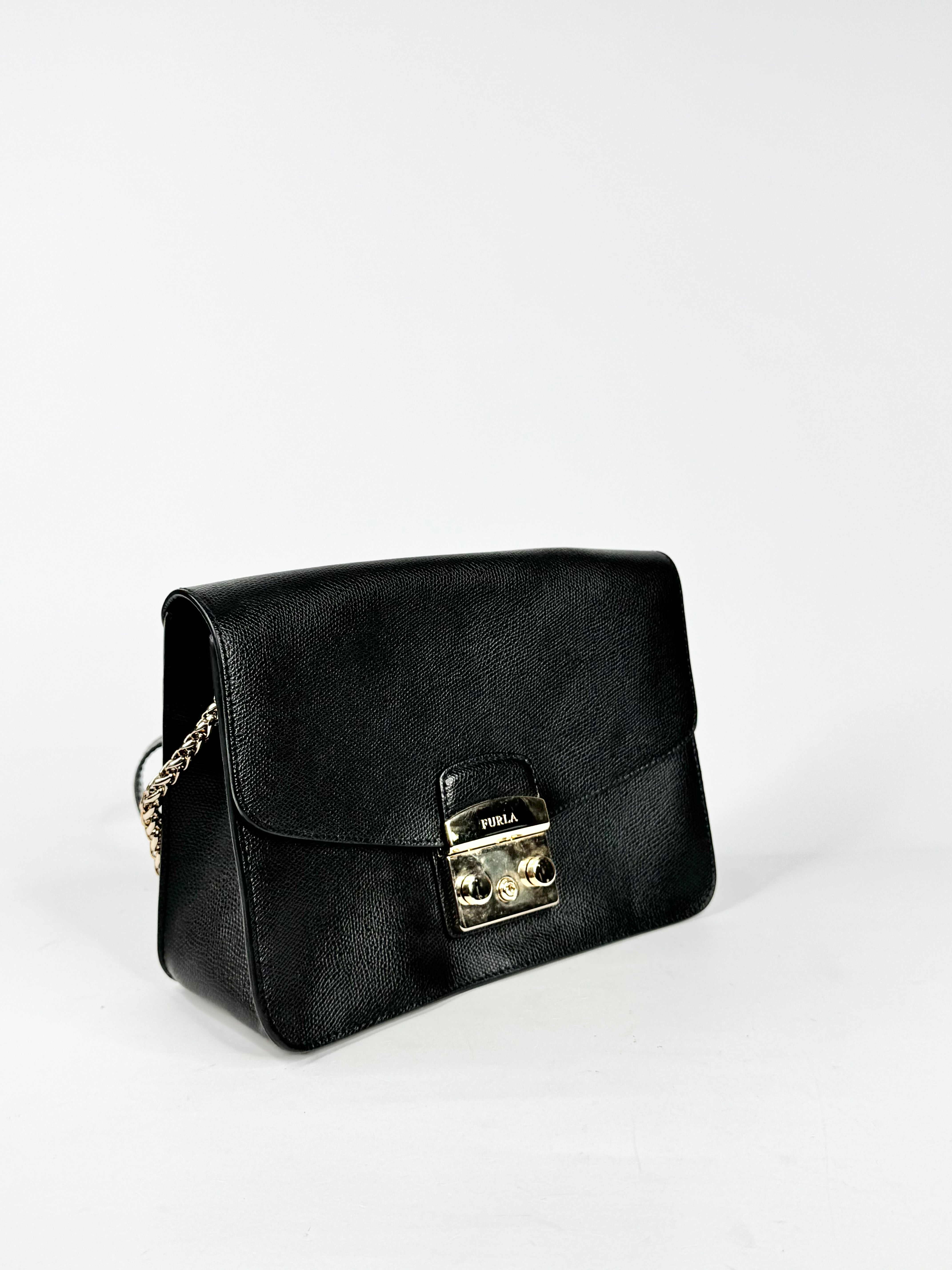Furla Black Leather Cross Body Bag