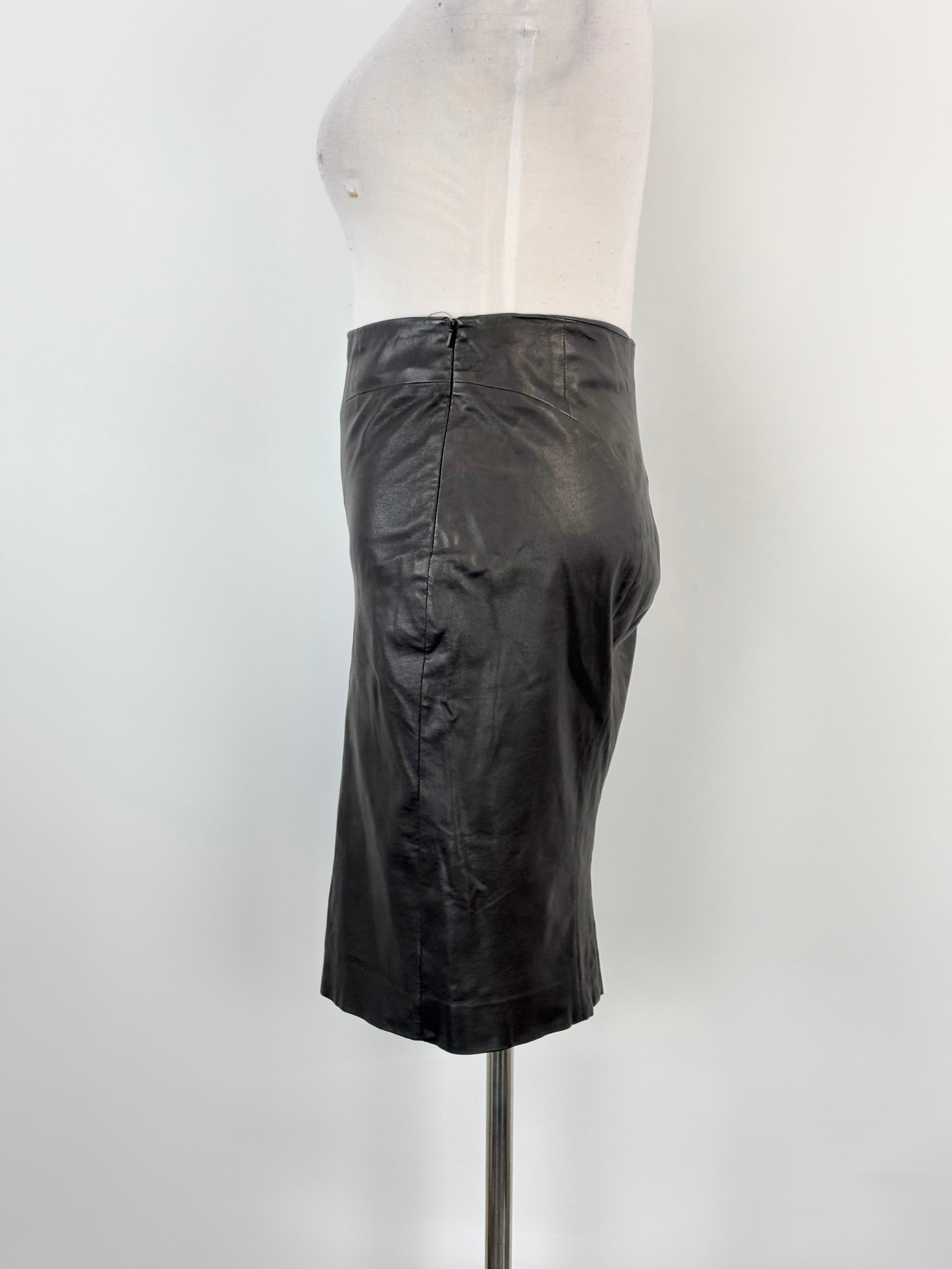 Joseph Black Leather 'Claire' Midi Skirt - AU10/12