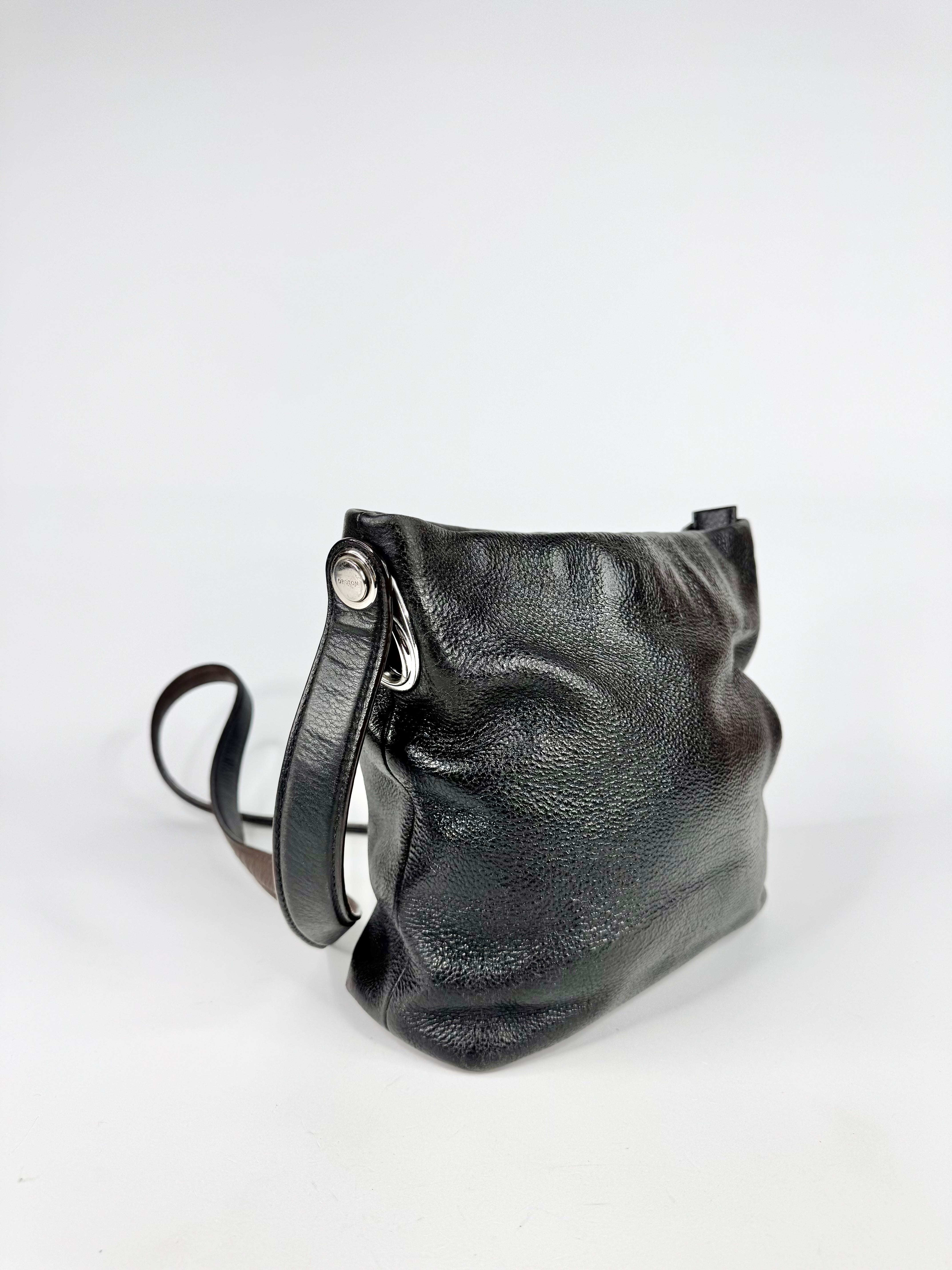 Oroton Black Leather Cross Body Bag