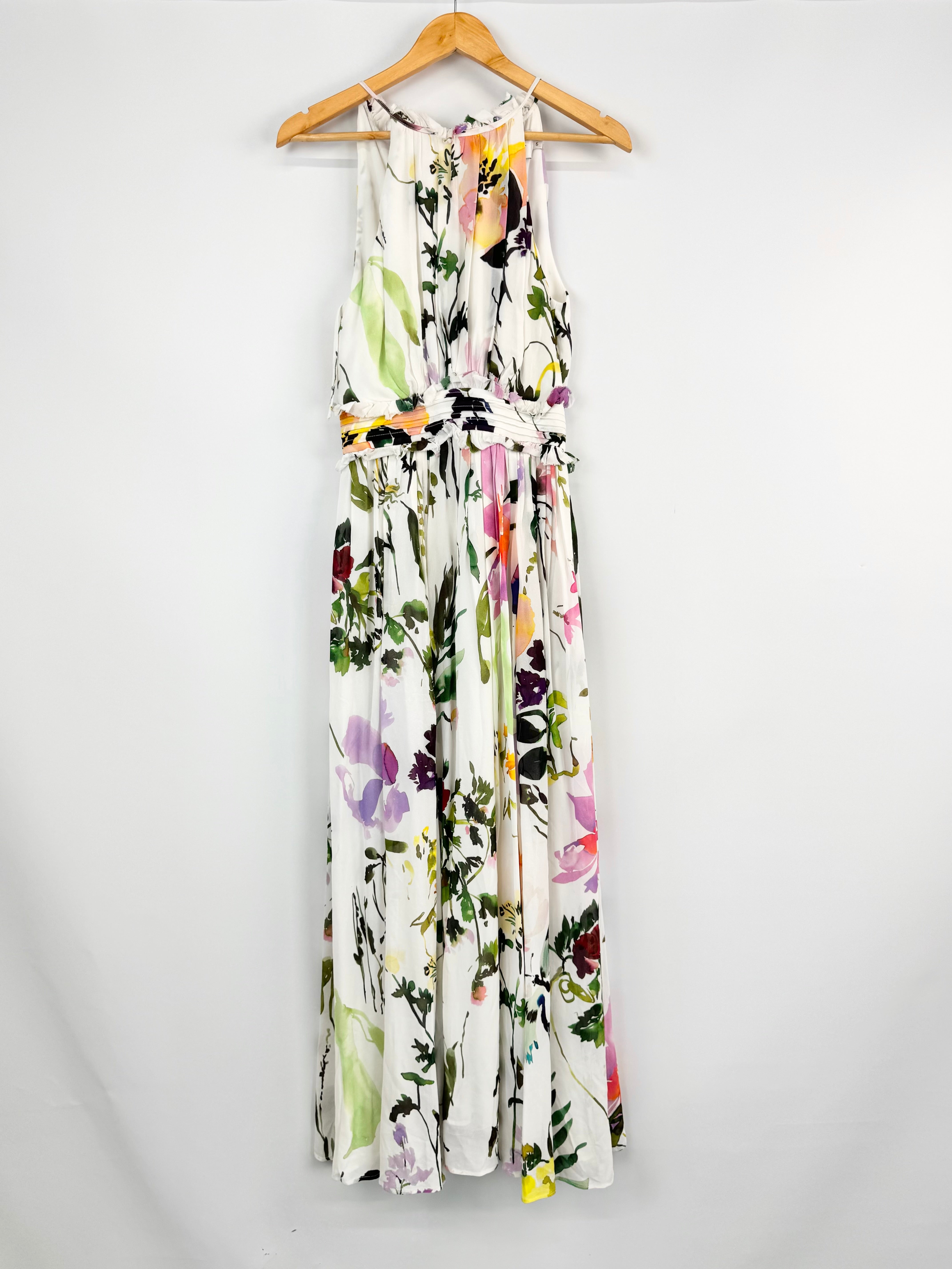 Aje White Crepe Floral Maxi Dress - AU6