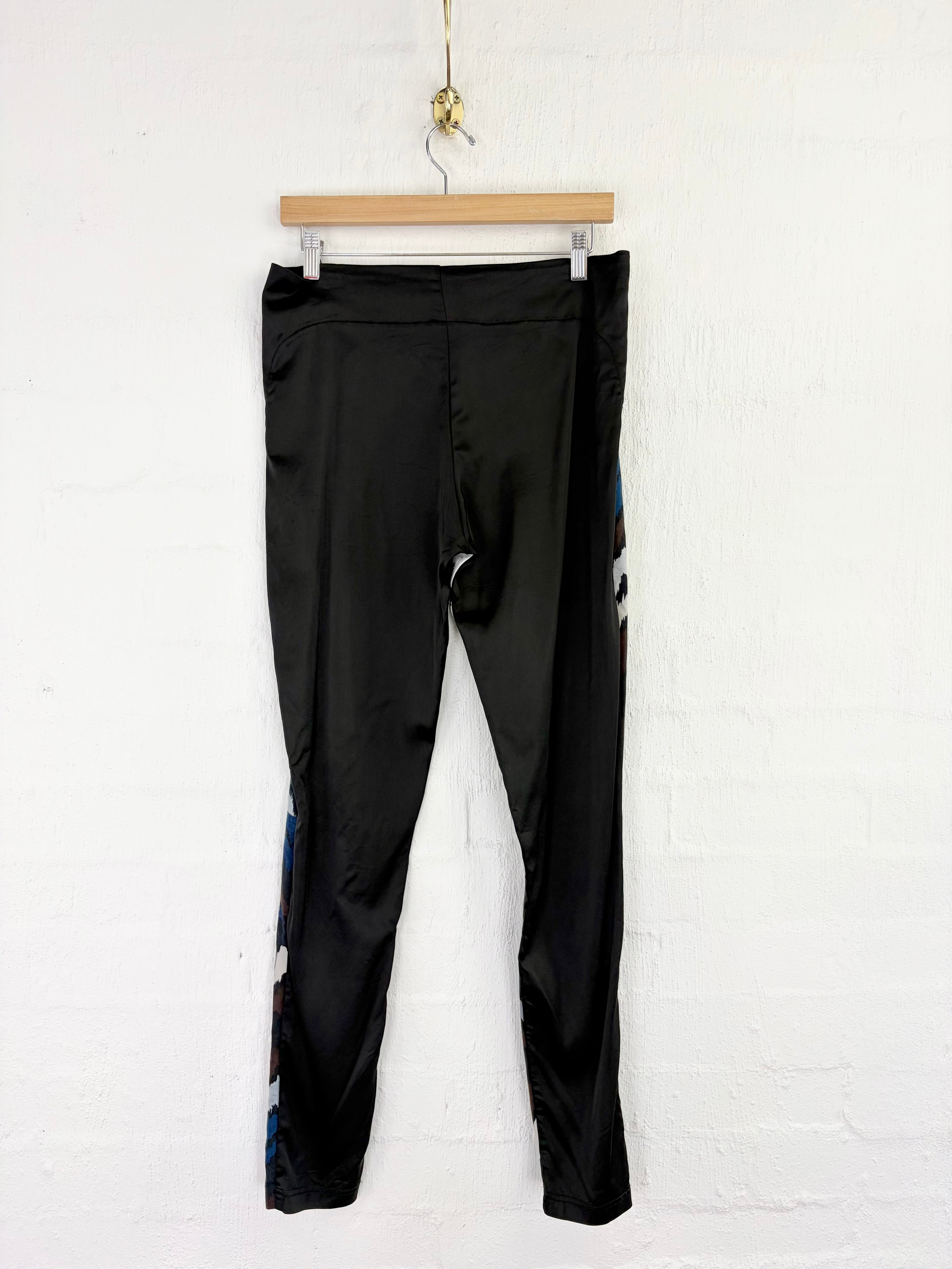 Salasai Black Chevron Patterned Linen Blend Slacks - AU10