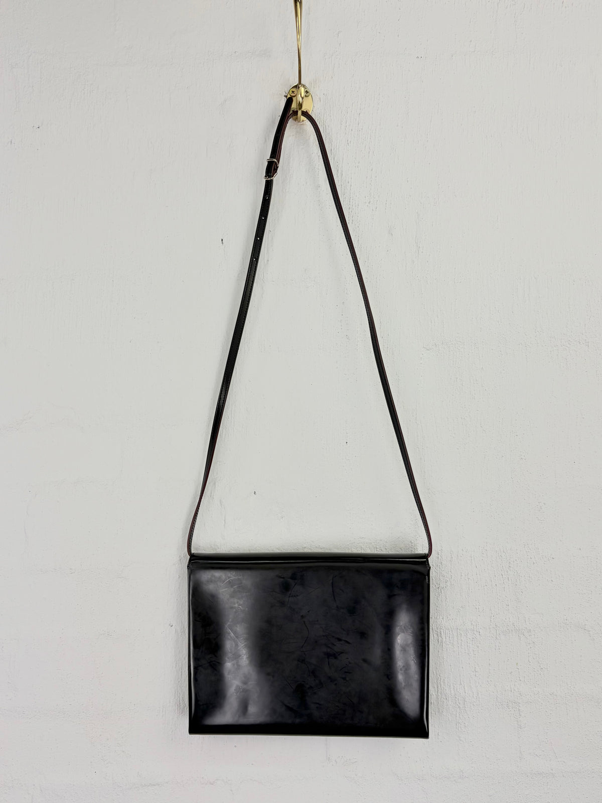 Bally Black & Red Smooth Leather Cross Body Bag
