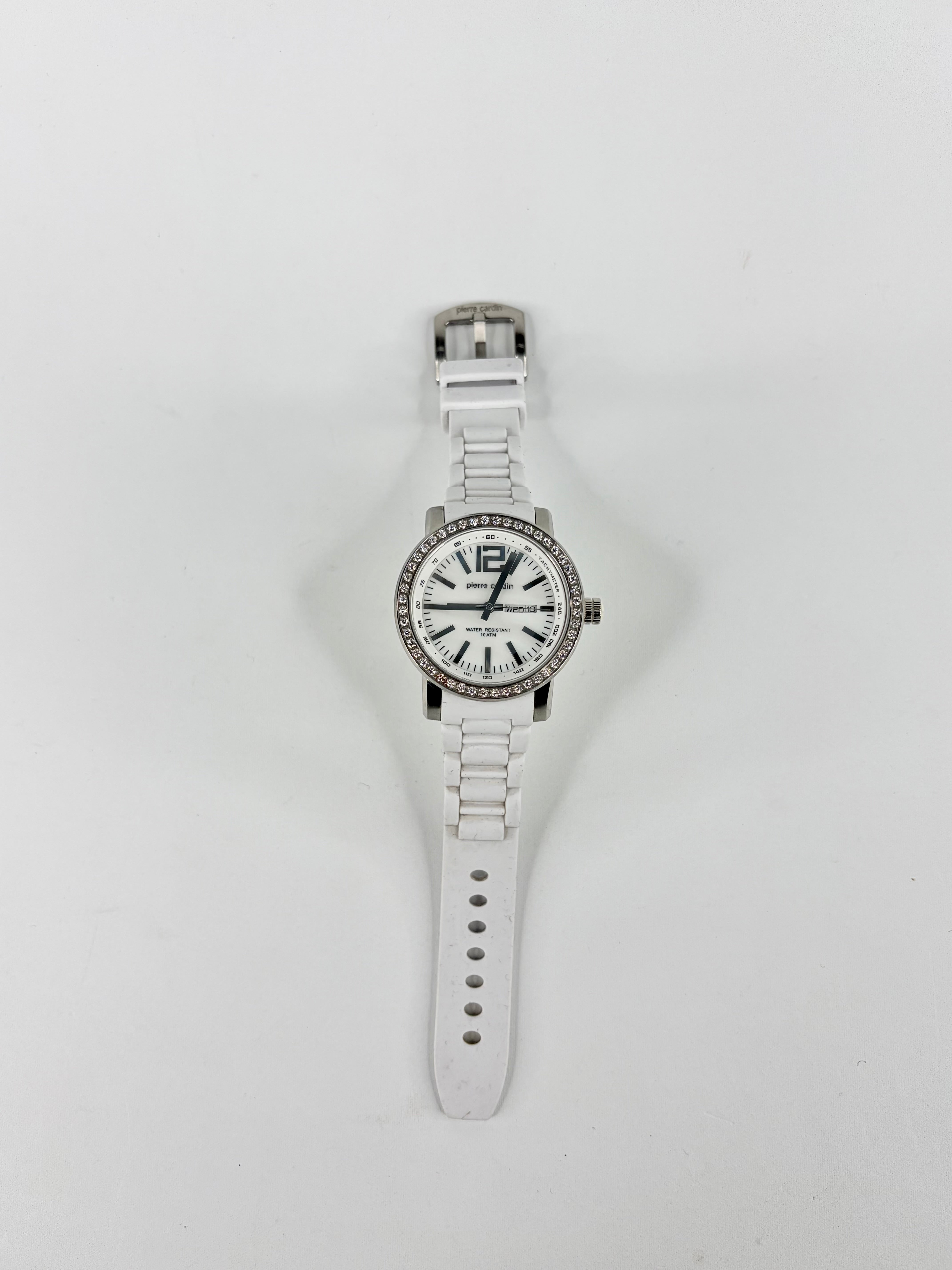 Pierre Cardin Swarovksi Crystal Bezel White Silicon Strap Watch
