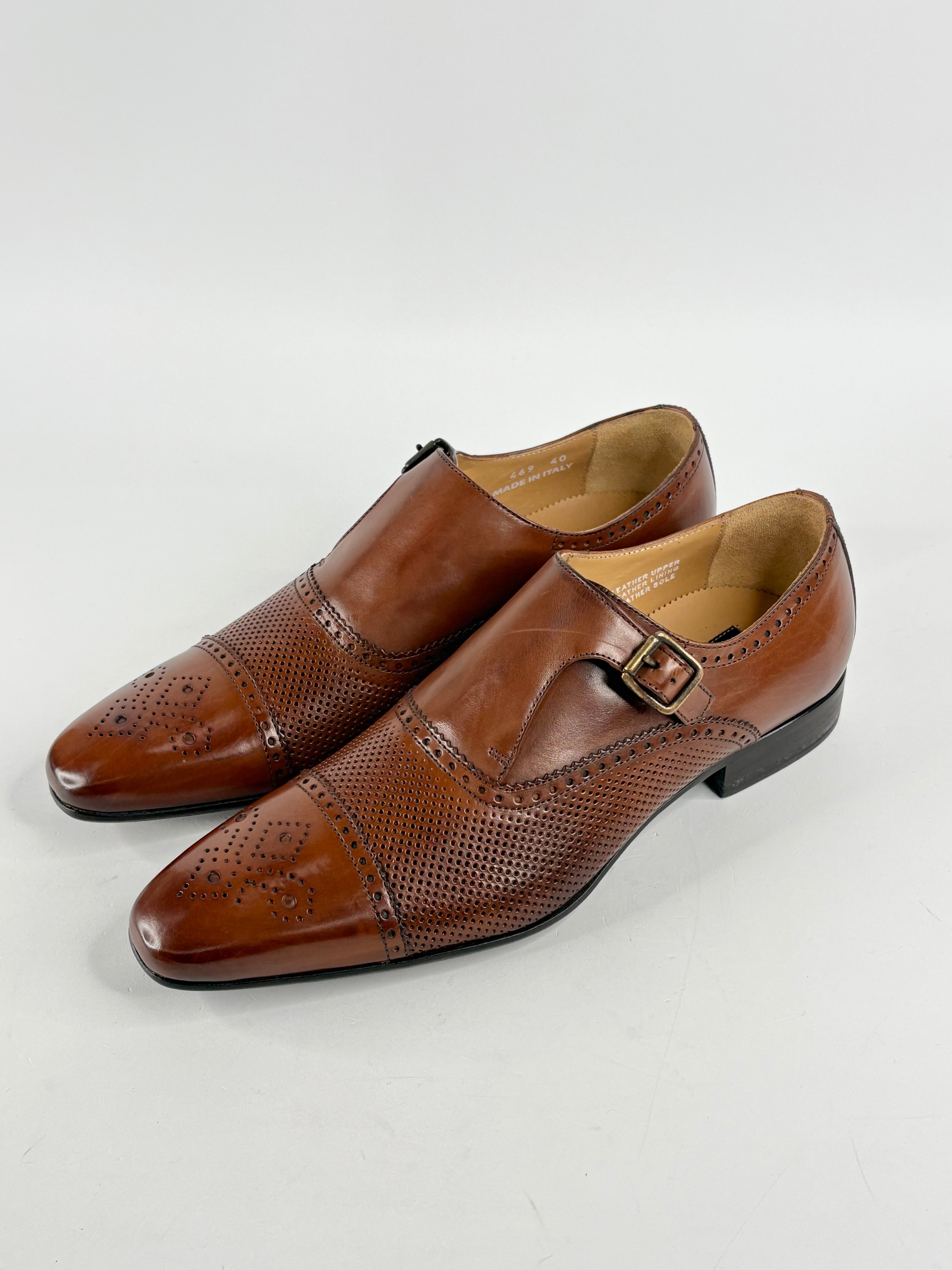 Calibre Mahogany Leather 'Brando' Monk Strap Loafers - EU40